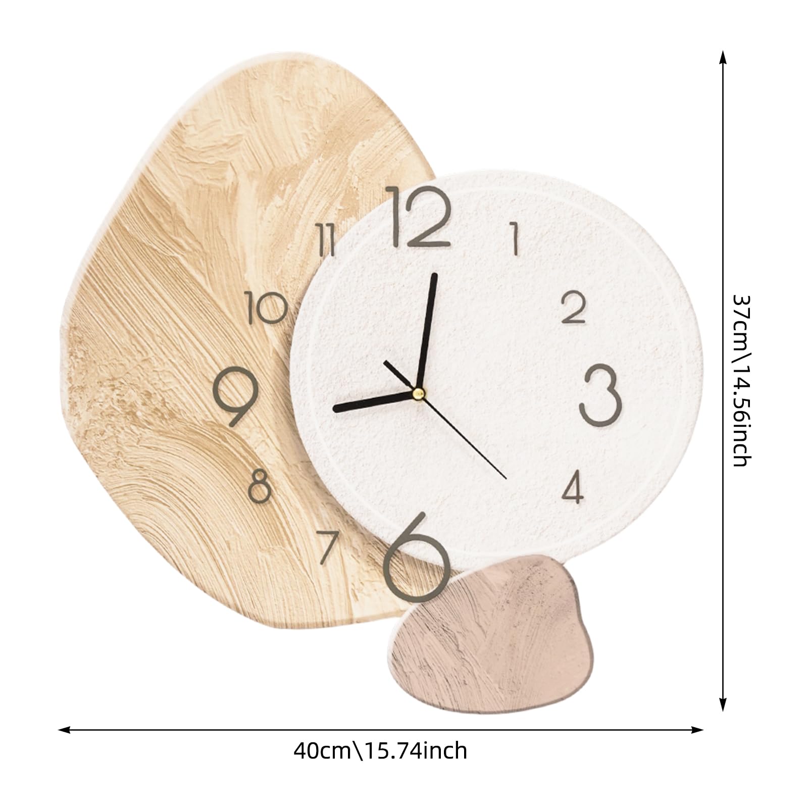 Orologio digitale da parete forme irregolari con ganci senza traccia creativi, orologio da parete silenzioso al quarzo, moderno, pendoli da parete per soggiorno, cucina, ufficio (oro+bianco)
