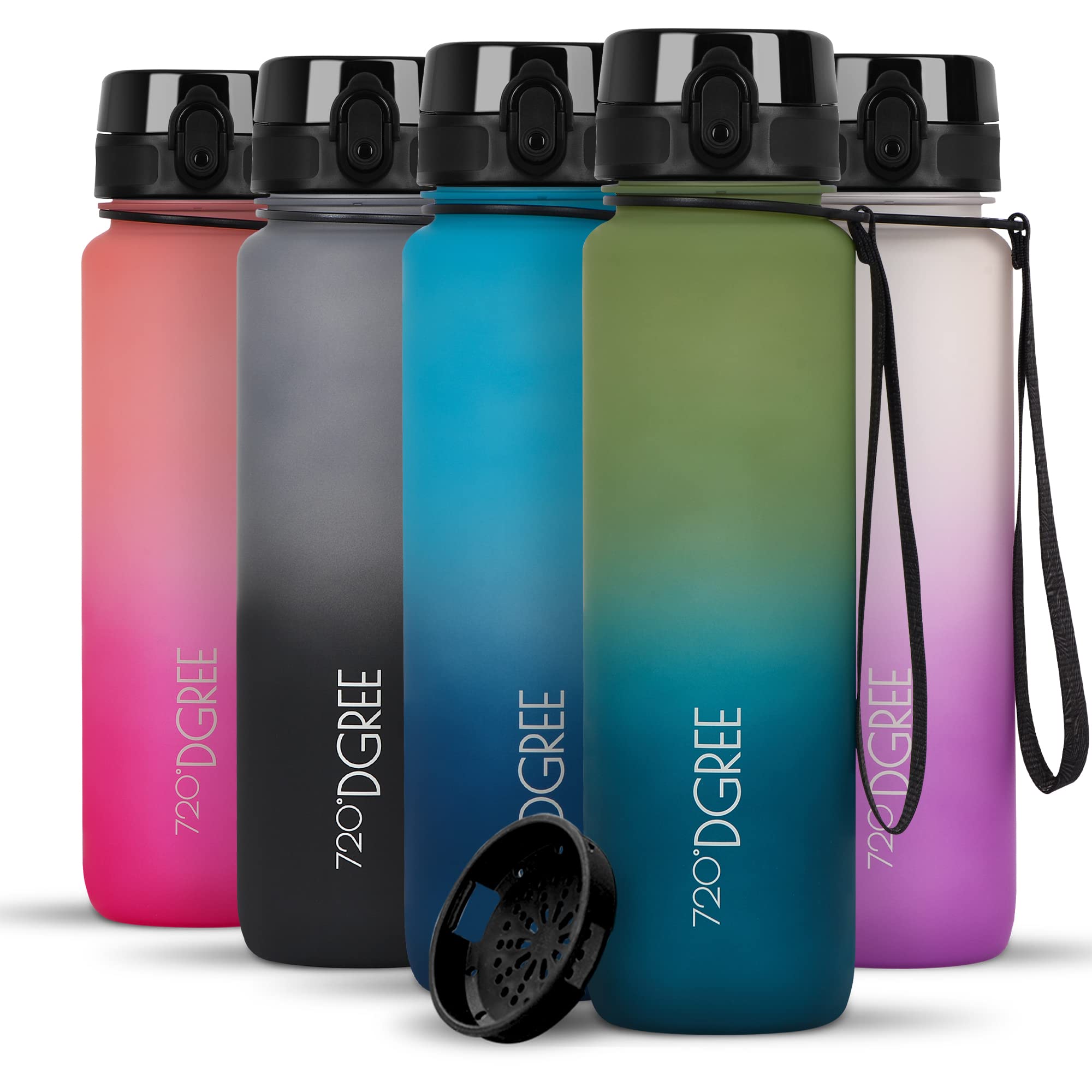 720°DGREE Botella uberBottle + colador – 350 ml, 500 ml, 650 ml, 1000 ml, 1,5 l, 2 l – Sin BPA – Botella de agua para deportes, escuela, niños, fitness, gimnasio, bicicleta, exterior – ligera — view 71