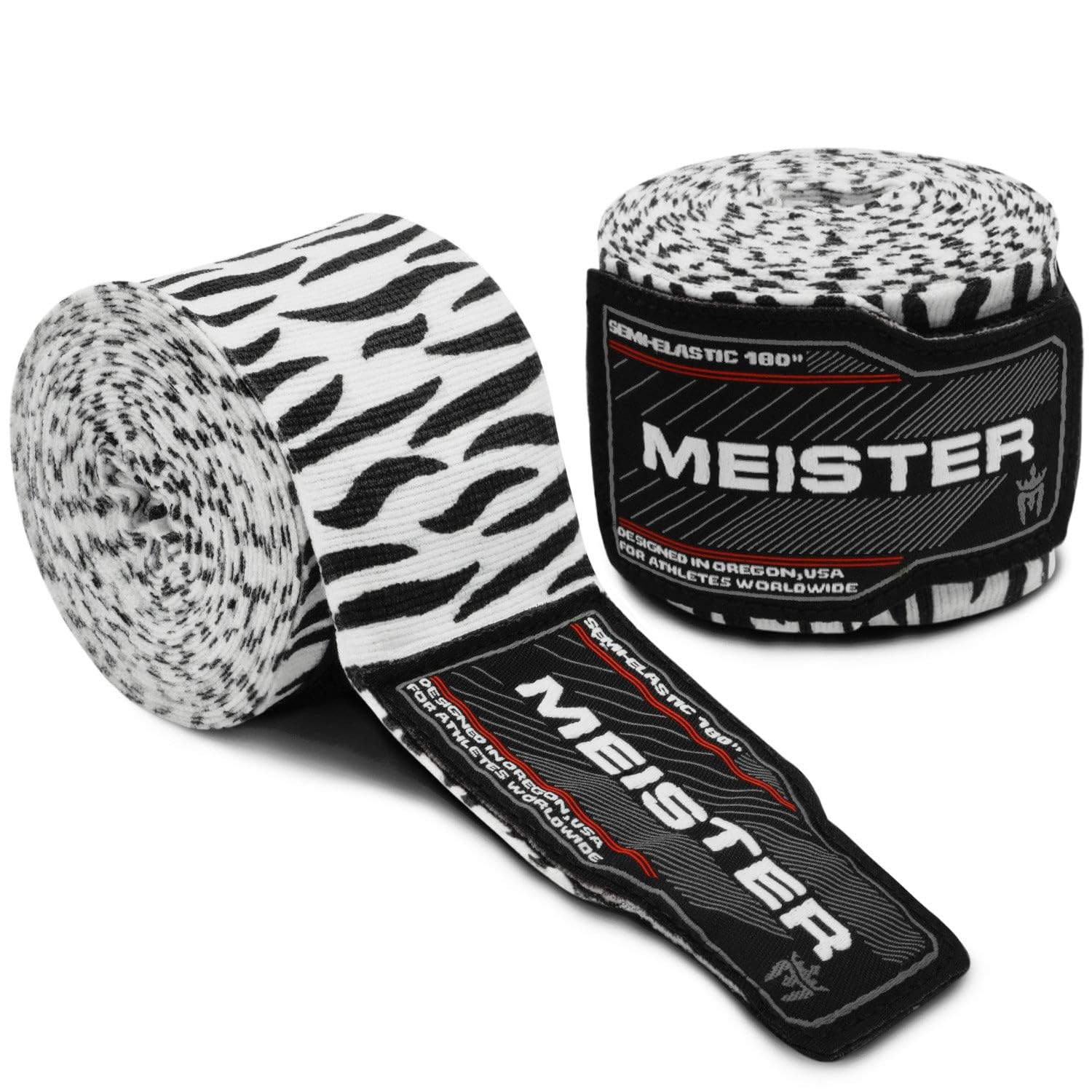 Meister Adult 180" Semi-Elastic Hand Wraps for MMA & Boxing (Pair)