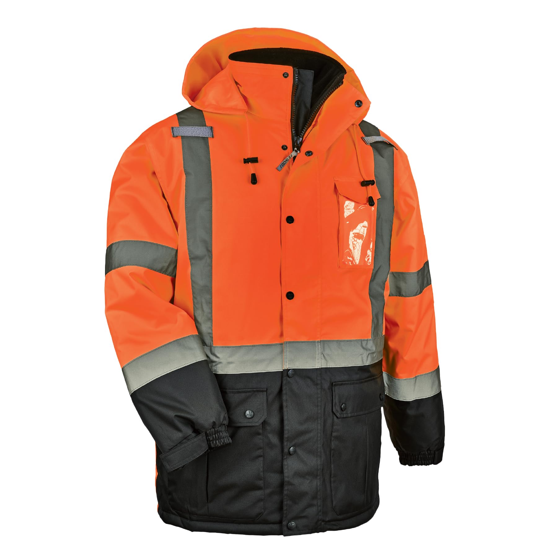 Ergodyne Orange High Visibility Reflective Winter Safety Jacket, Insulated Parka, Ansi Compliant, Glowear 8384, Medium