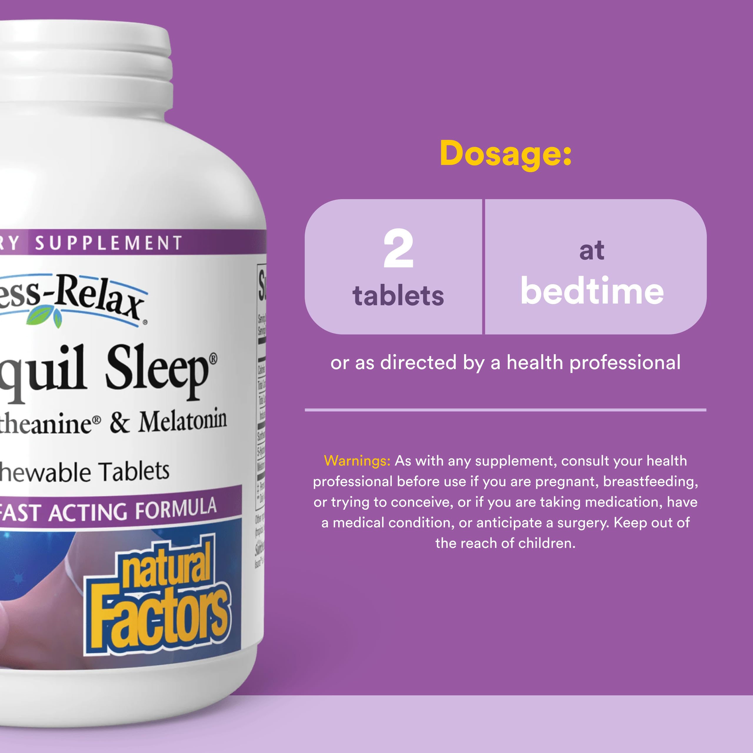 Natural Factors Tranquil Sleep Melatonin Supplement, 120 Chewable Tablets — Amazon image 3