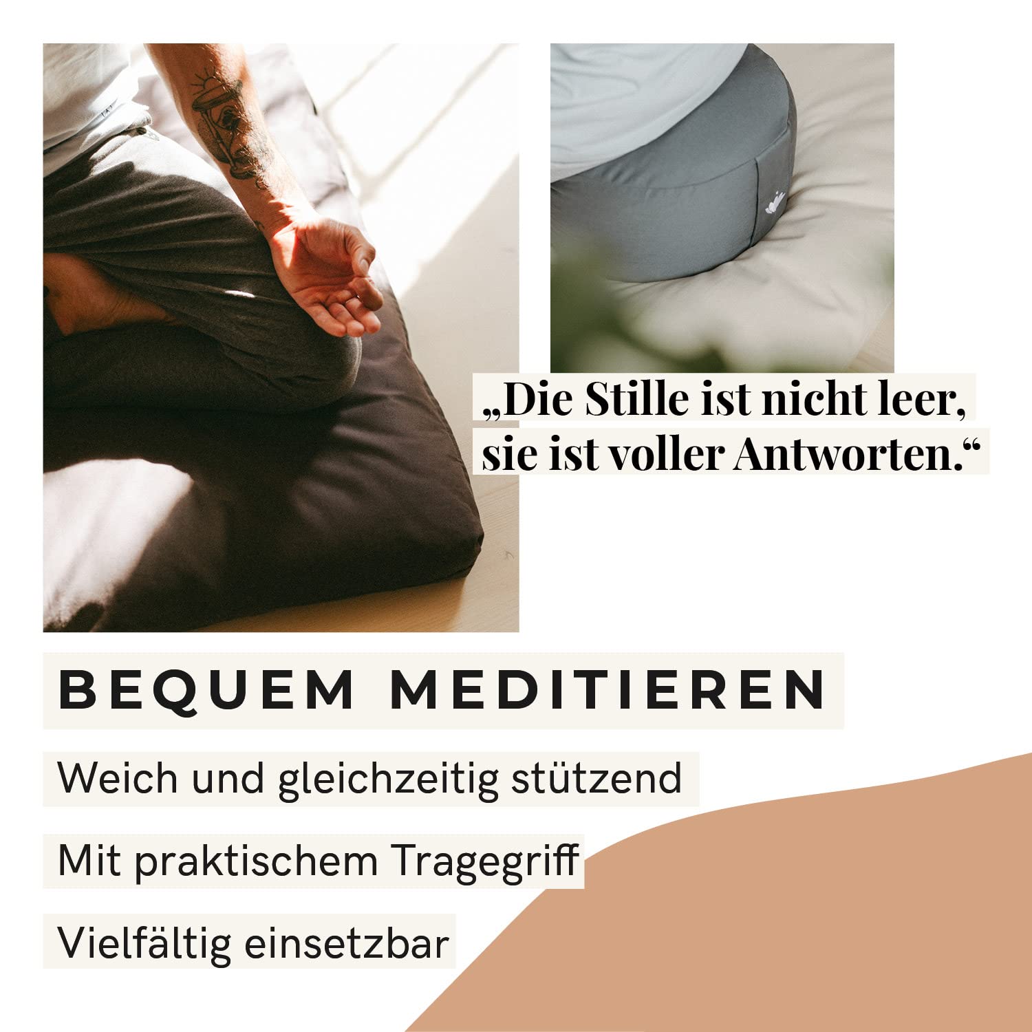 Lotuscrafts® Meditationskissen, Extra-hoch mit 20 cm Sitzhöhe, Yoga Kissen mit Dinkelfüllung, Yogakissen Rund, Bodenkissen Rund, Yogakissen Meditationskissen, Bezug waschbar, GOTS Zertifiziert