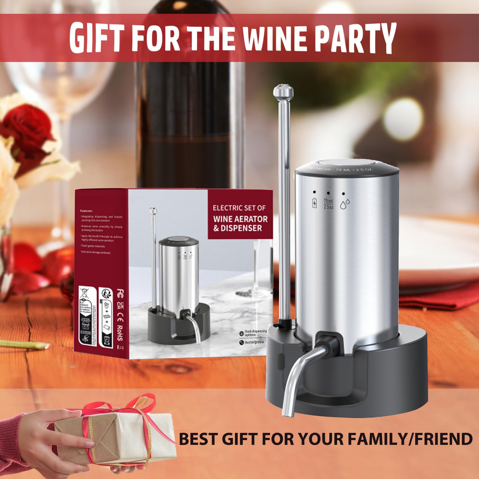 Carafe à vin électrique Vinflow,carafe doseuse rechargeable