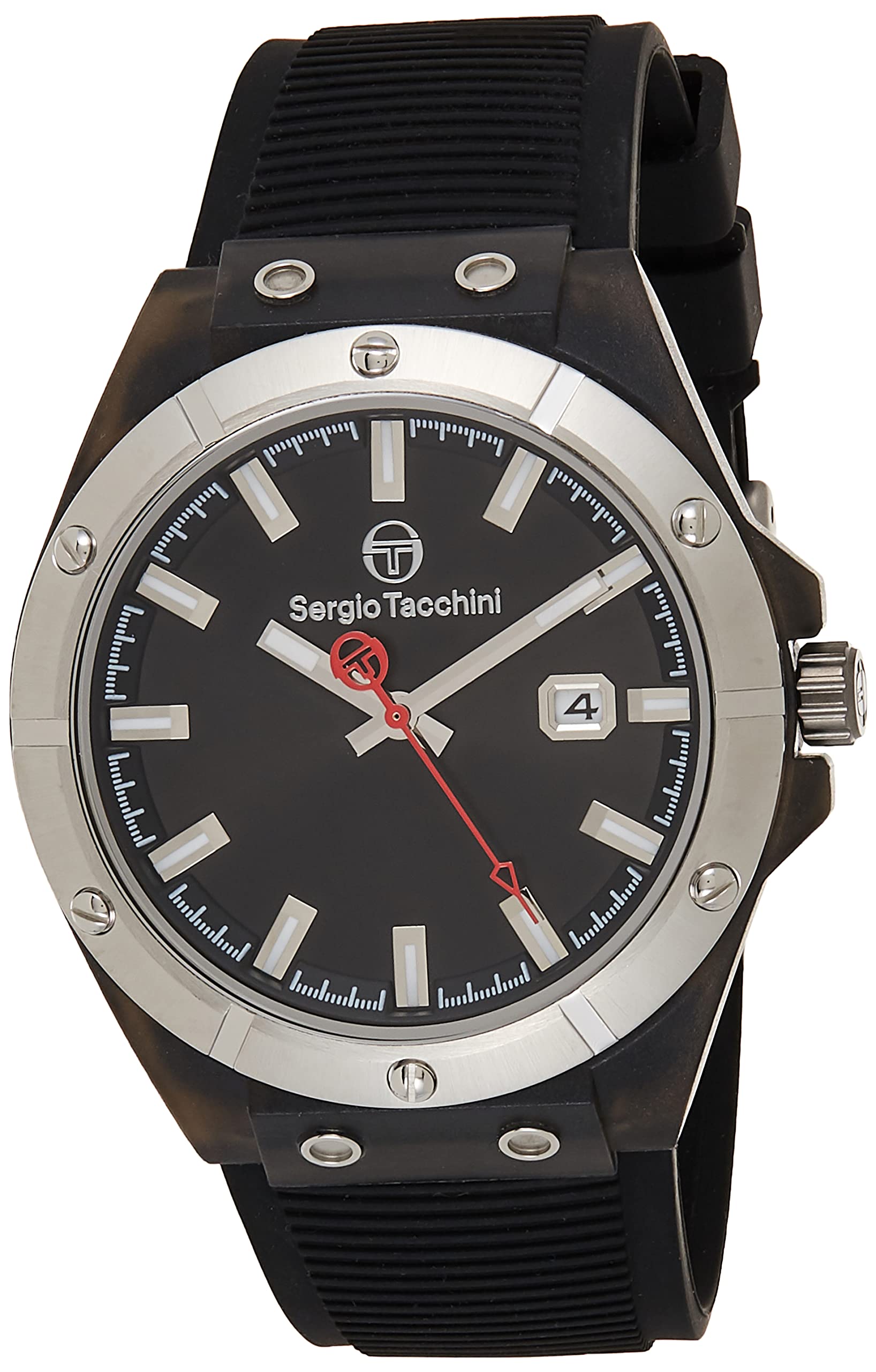 ST.1.10268-1 Streamline Silicon Strap Watch for Men, Black/Silver