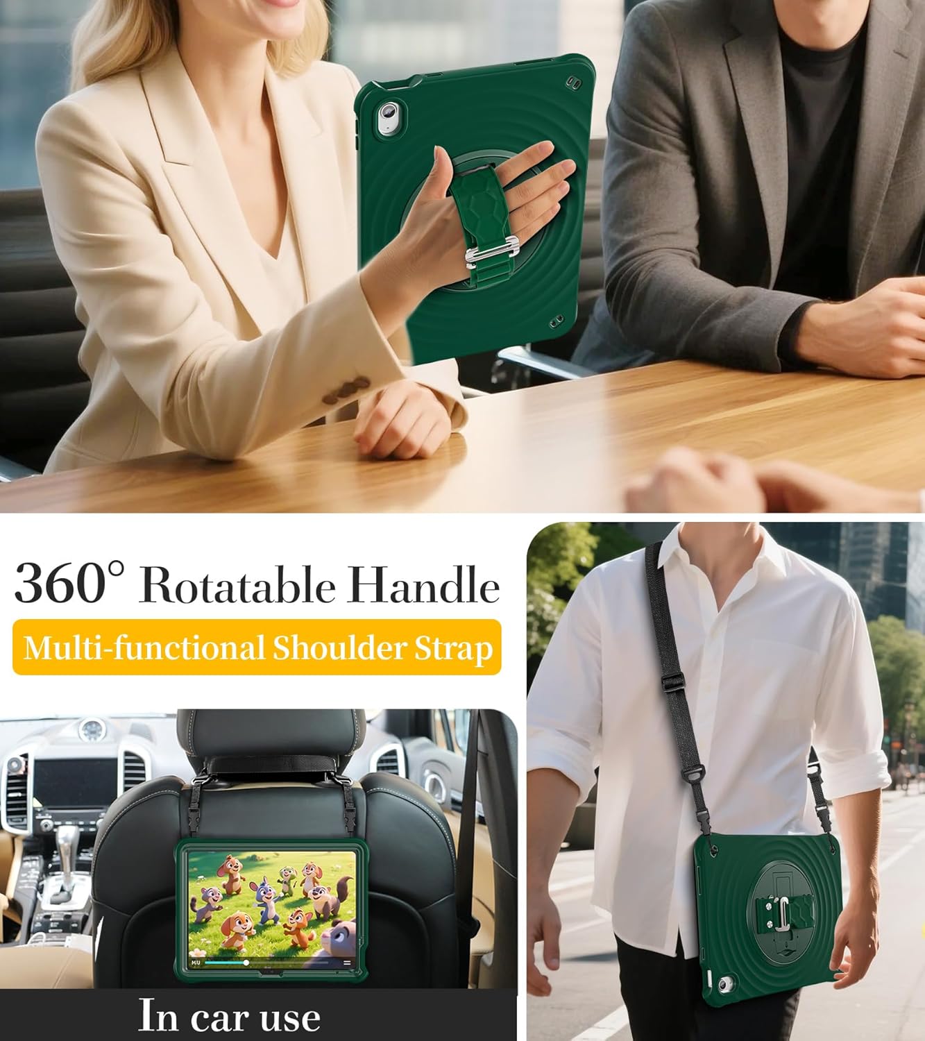 BRAECN Ripple Case for iPad (A16) 11th/10th Generation 11''/10.9'' 2025/2022,4 Layers Military-Grade Full Body Protection,Screen Protector,360 Rotating Handle,Kickstand,Shoulder Strap,Kids-Friendly