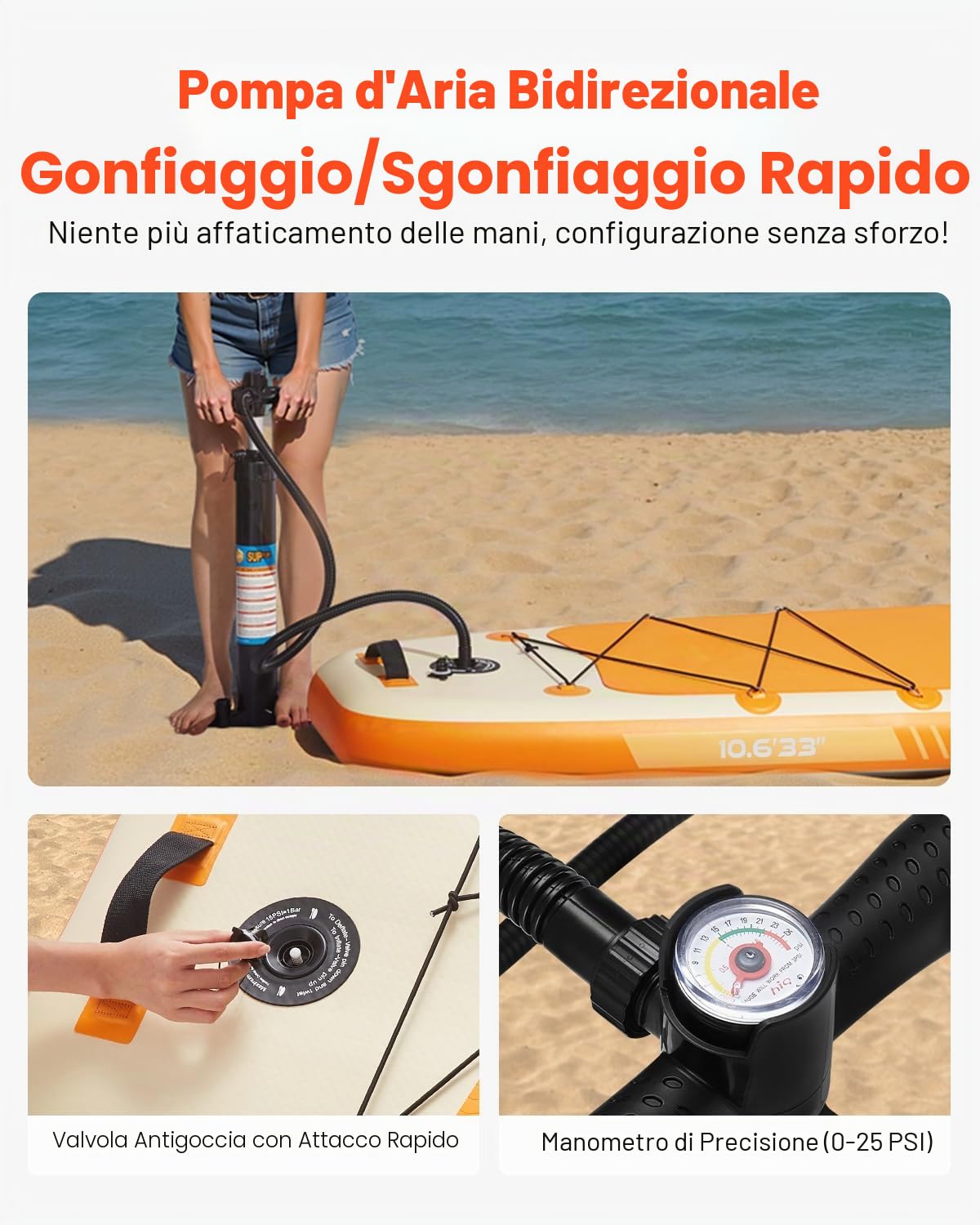 VEVOR Tavola da Paddle SUP 323 x 83,8 x 15,2 cm Ultraleggera con Accessori