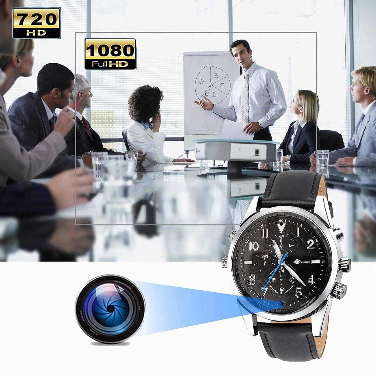 Mini caméra : Montre vidéo Full HD Vision Nocturne, Photos 4K, enregistreur Vocal, 32 Go (Montre d'appareil Photo)