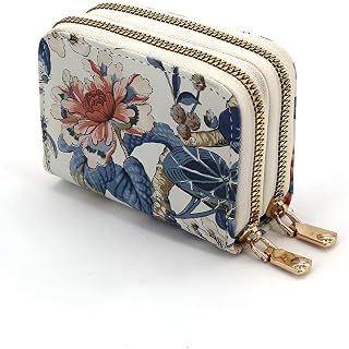 SYGA Women's Zip-Around Wallet with Flower Pattern, Multi-Card Slots and Coin Holder(Blue) Price In India