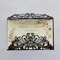 Pearl Black Laser Cut Wedding Invitations: 25PCS with Envelopes, Blank Sheets & Ribbons for Bridal Shower, Quinceañera, Engagement, Birthday