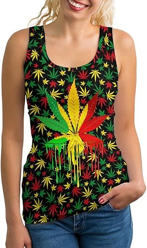 Leaf Weed Rasta Marihuana - Camiseta sin mangas para mujer, chaleco deportivo clásico, camiseta deportiva para yoga, sin mangas
