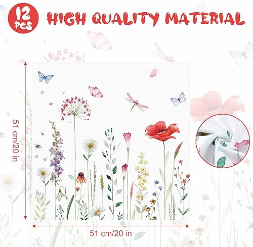 Miniatura 2 de 12 servilletas de tela de primavera florales de 20 x 20 pulgadas, lavables para cena, té, fiesta, boda, restaurante, interior y exterior, botánico