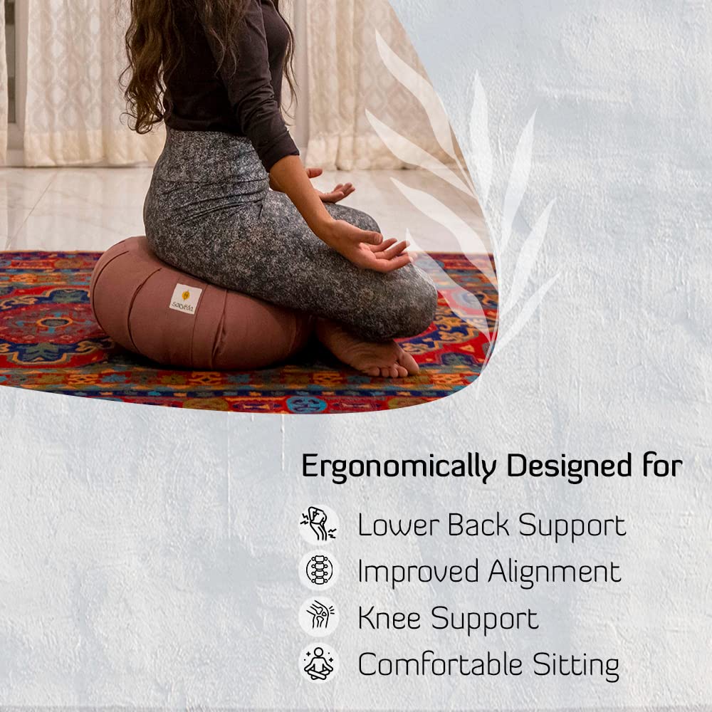 Sarveda Round Zafu Meditation Cushions | Organic Cotton | Yoga (Orange) 1