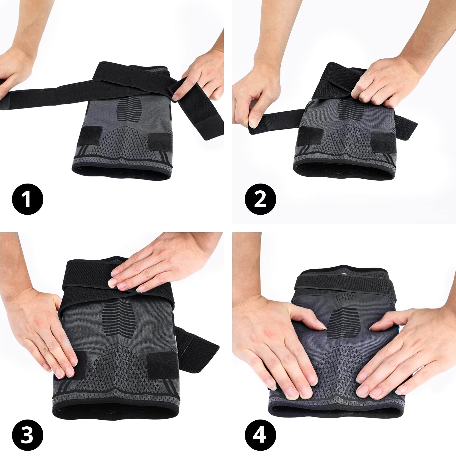 MILAIUN Ginocchiera Ortopedica 2 Pezzi, Tutore Ginocchio Legamenti Menisco, Elastica Antiscivolo Fascia Compressione Ginocchio,per Artrite e Il Recupero da Infortuni (Nero-L)