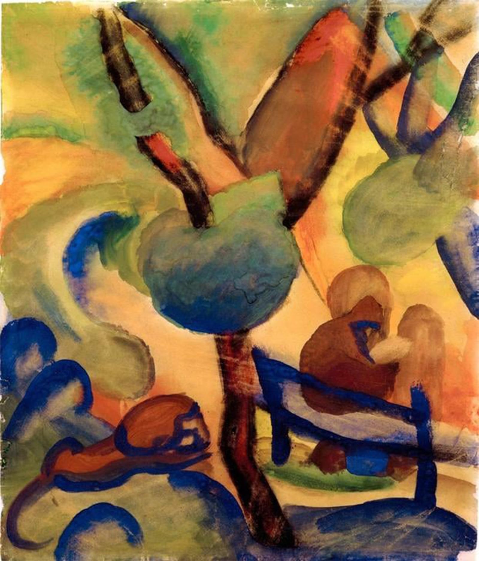 ARTXLXXBN Famous Painting Art Wall Decor Abstract Art Picture Hermit with Lion Hieronymus by August Macke Animal Pictures for Home Decor 60x90cm