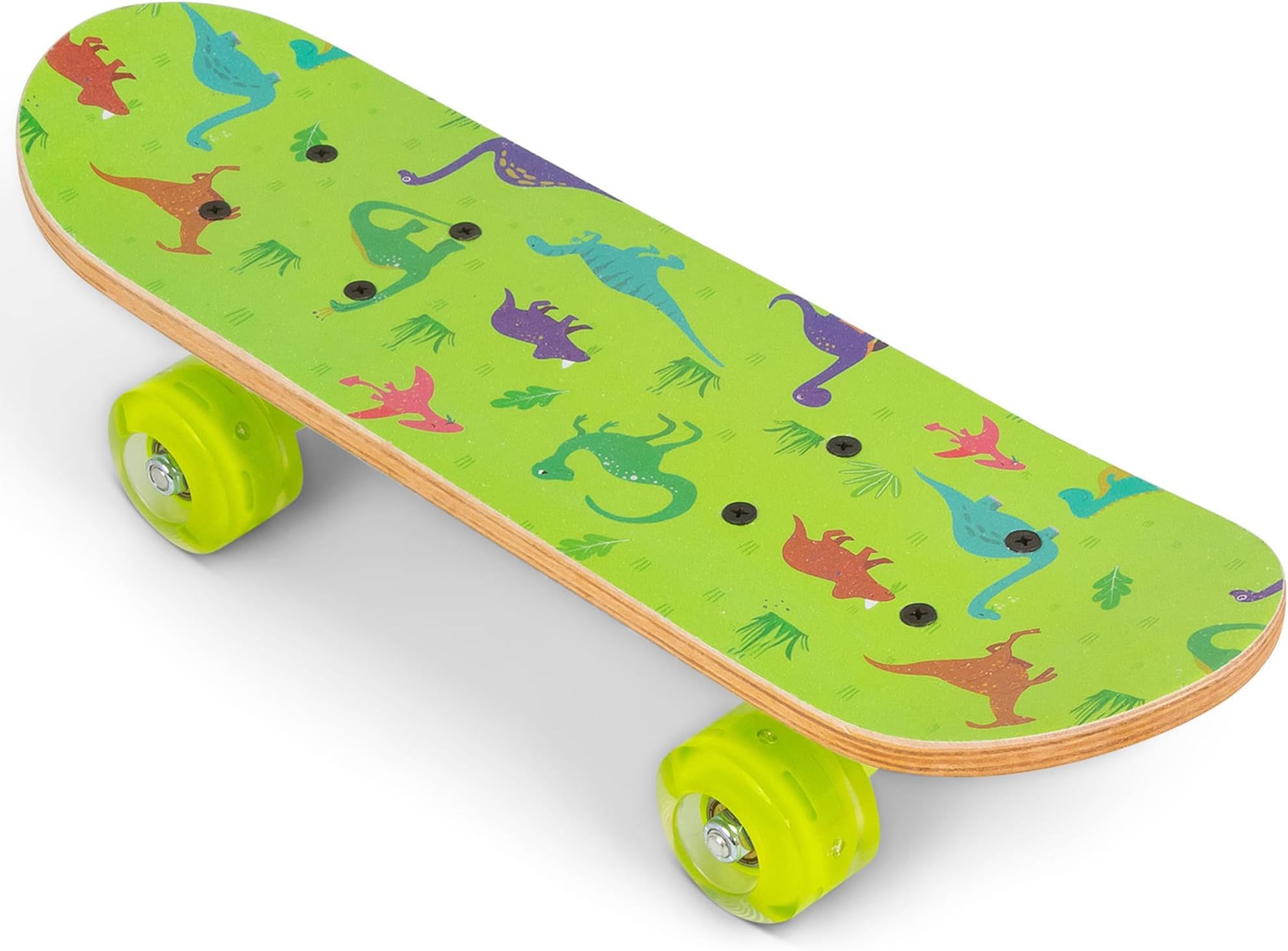 Ozbozz: 17" Skateboard - Dinosaur - Heavy-Duty Flashing Wheels, Anti-Slip Grip, Smooth-Ride Bearings, Wooden Deck, Outdoor Ride-On Toy, Kids Ages 3+