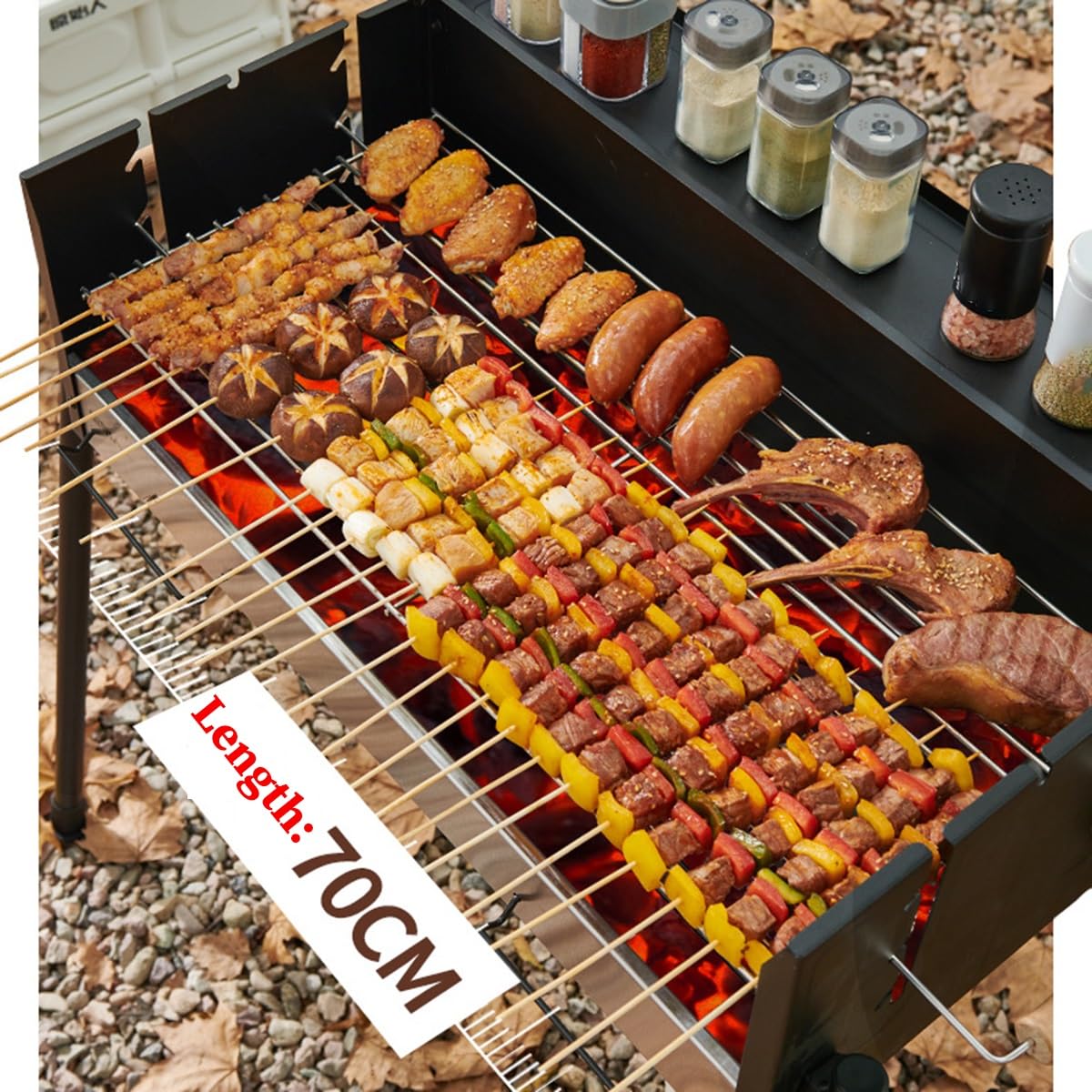 Griglia Barbecue Portatile Pieghevole – 35x20 Cm – Set Con Pinze, Spazzole E Guanti – Per Campeggio E Picnic