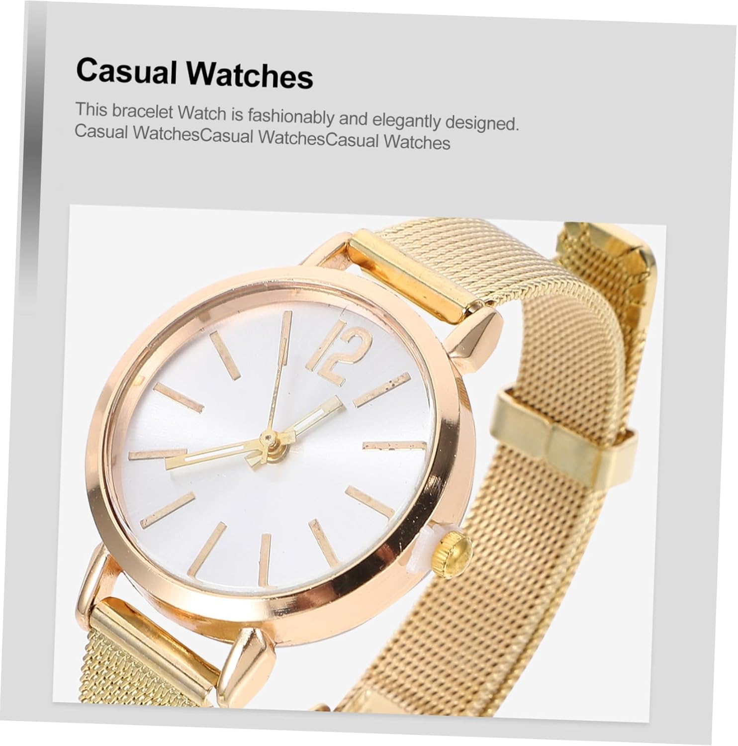 ساعة يد أنيقة بسوار شبكي نحيف جدا للنساء من ازوني، ساعة ذهبية ... - view 3