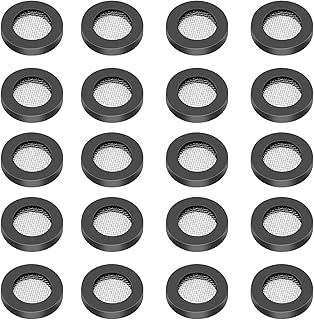 20pcs Water Hose Gasket, Rubber Shower Head Filter Gasket with Mesh Black Faucet Washers Prevent Leakage Sealing Washers for Connecting Handheld Shower Hose &Shower Head