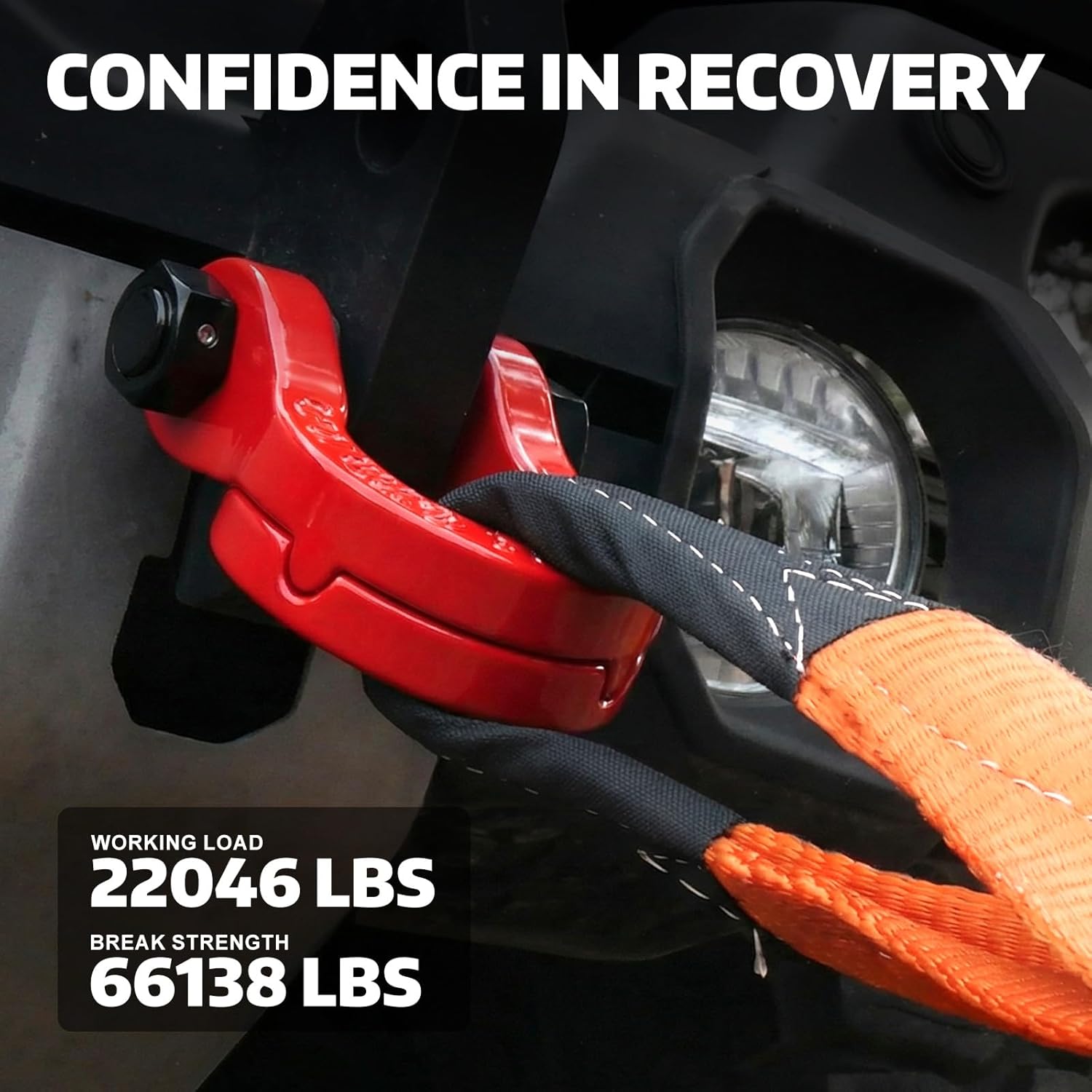 AUTOBOTS D Ring Shackles D Rings Heavy Duty 66138lb Break Strength with 7/8 Pin Tow Hooks for Towing & Off Road Recovery Accessories Red - Image 4