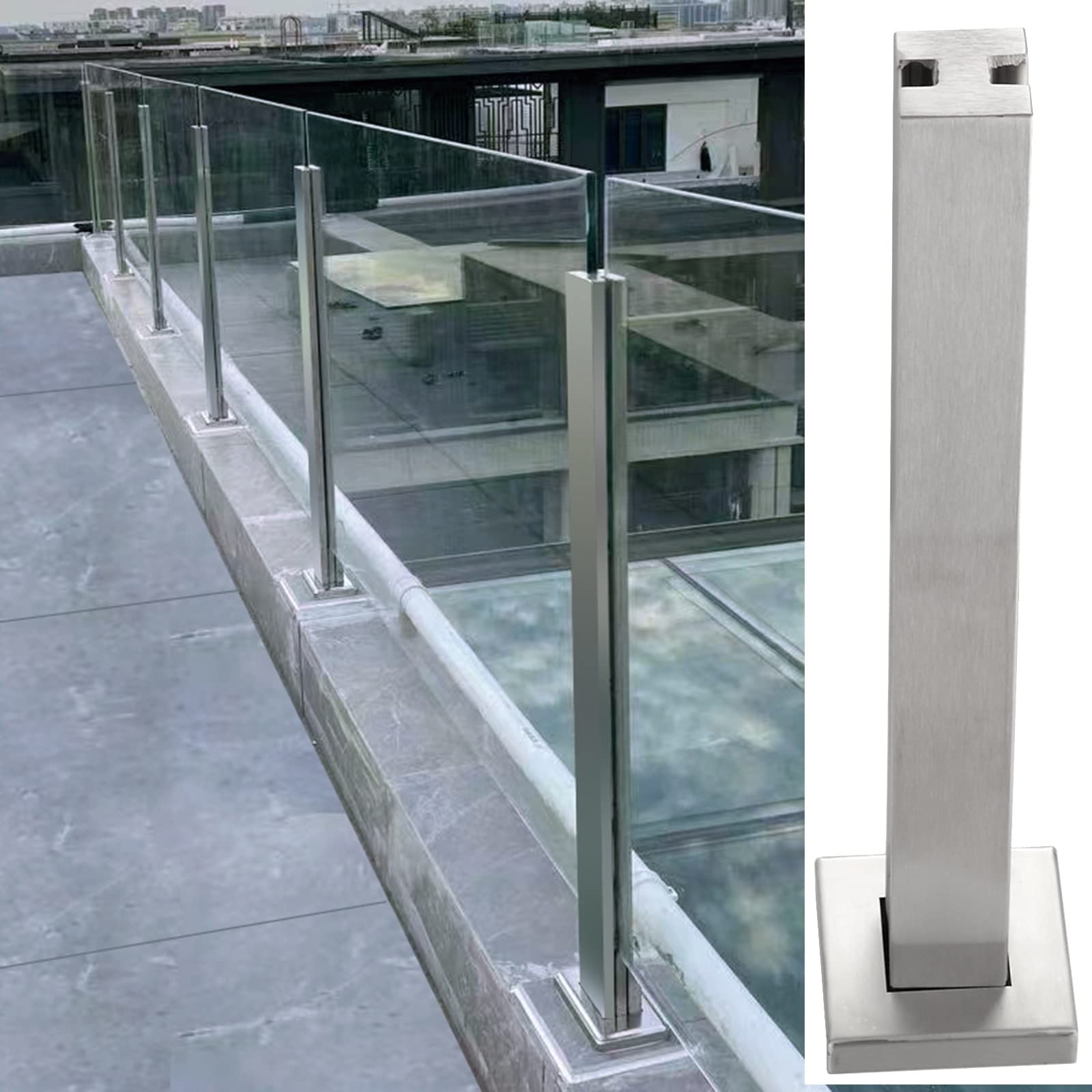 Support de poteau rigide avec vis d'ancrage au sol pour clôture de balcon