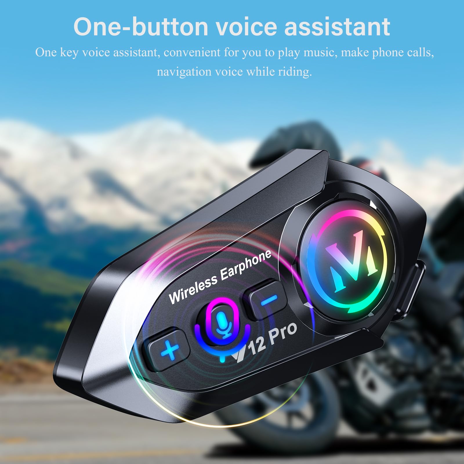 Motoradhelm Bluetooth 5.4 Headset Motorrad Helm Bluetooth Headset mit Dual-Chip für Audio-Multitasking Helm Gegensprechanlage Kopfhörer Kommunikationssystem für 2 Fahrer mit 500m Kompatibel Alle Helme