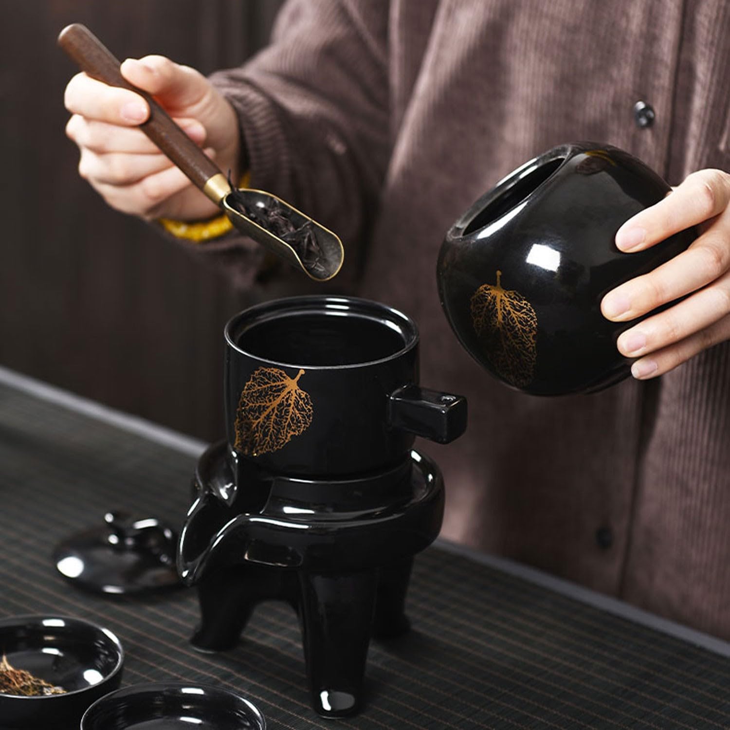 teekanne mit stövchen Matcha Tee Set Automatisches Kung-Fu-Teeset für die Teezubereitung, Artefakt zur Teezubereitung aus Graphit für den Haushalt(Color:C,Size:)