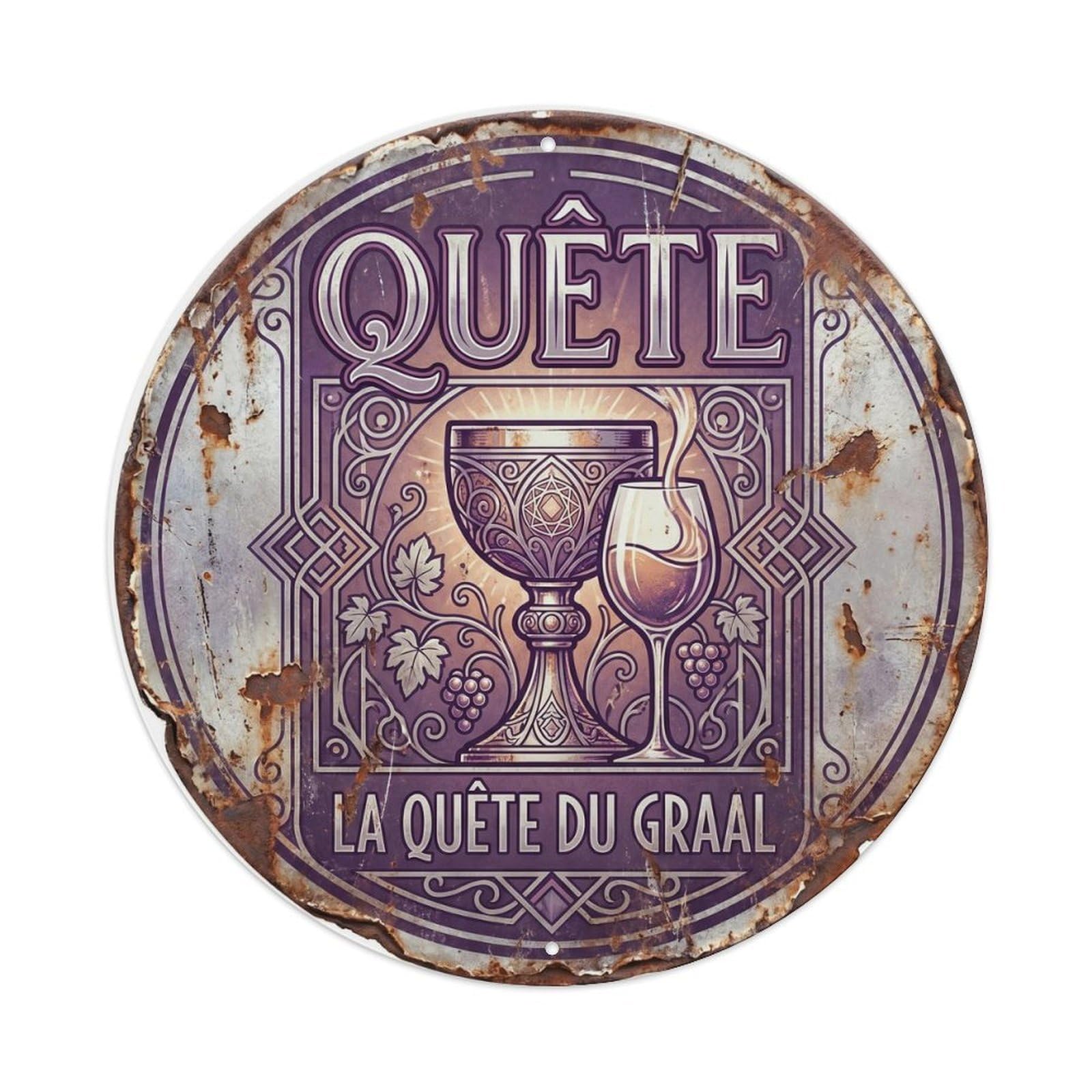 Quest Humorous Mancave Quest Metal Tin Sign Plaque Wall Decor for Cafe, Club Bar, Office, Home Garden Round Metal Poster 8x8Inch