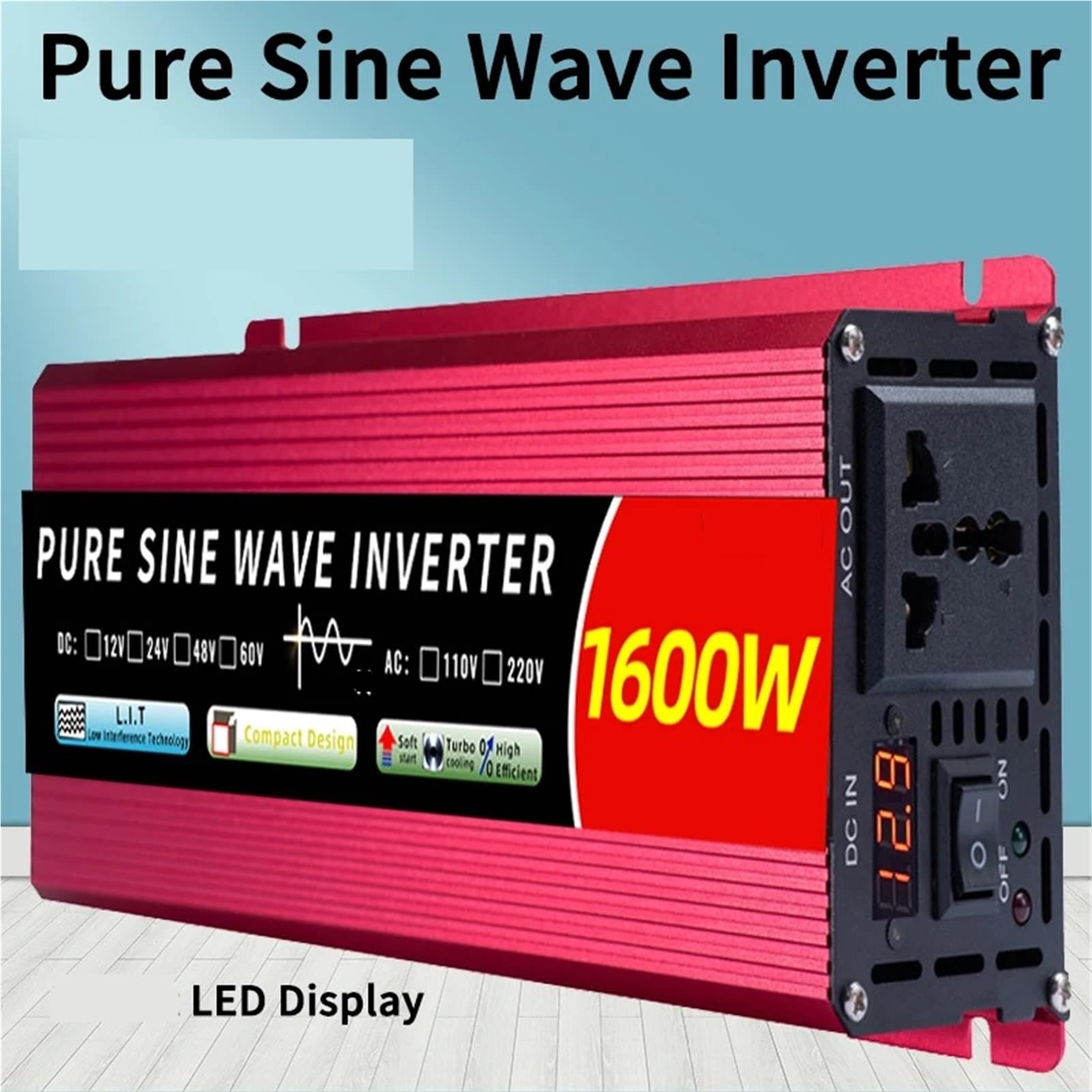 Falownik sinusoidalny 12 V/24 V 110/220 50 Hz/60 Hz DC na AC 1000 W samochodowy 1600 łodzie, kemping(1600w 24v 220v 50hz)