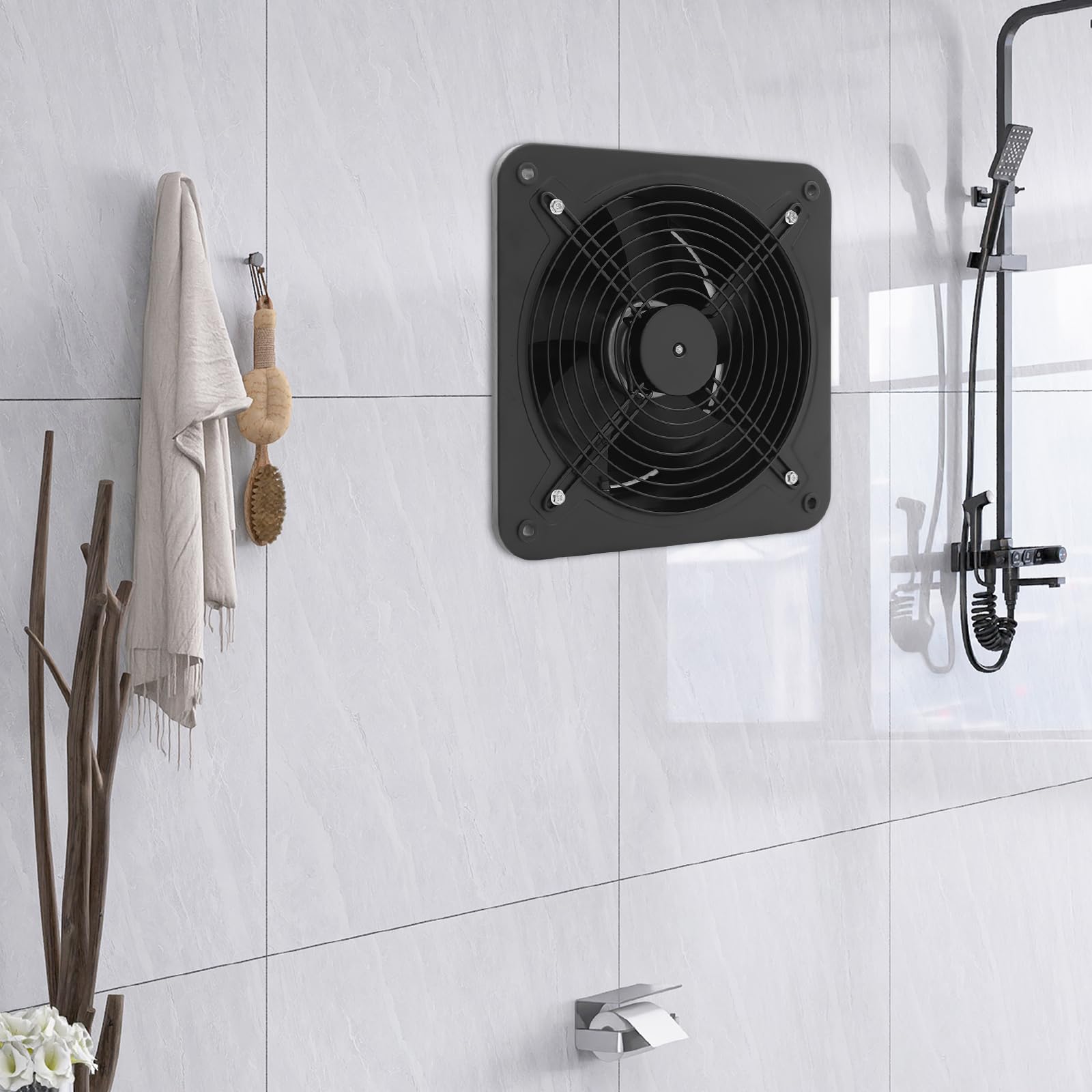 Ventilateur extracteur d'air silencieux 30 cm 2677 m³/h, 107 W pour montage mural, ventilateur industriel pour cuisine, garage et cave, 2677 tr/min (35 x 35 cm, ≤ 60 dB)