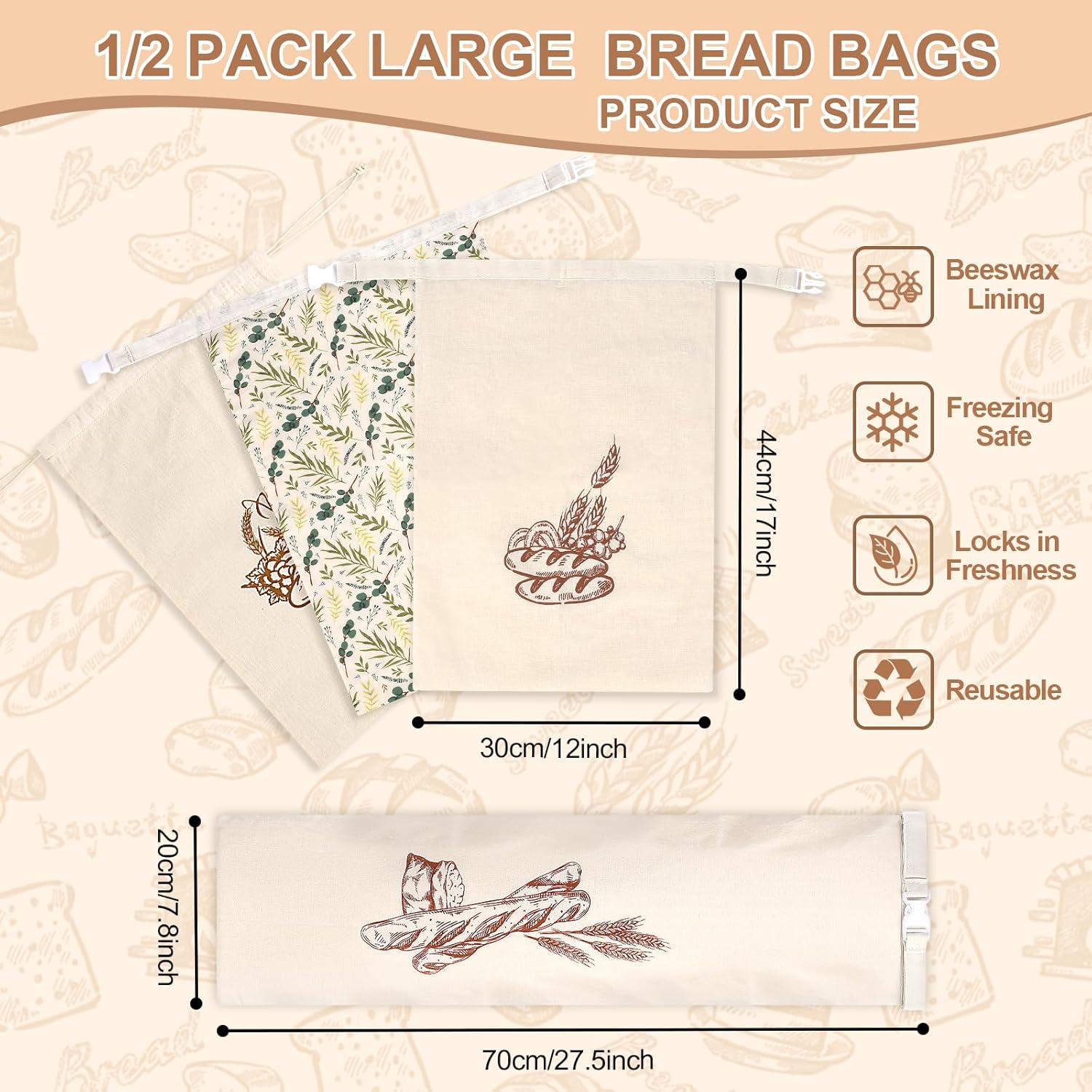 French Baguette Bread Bags