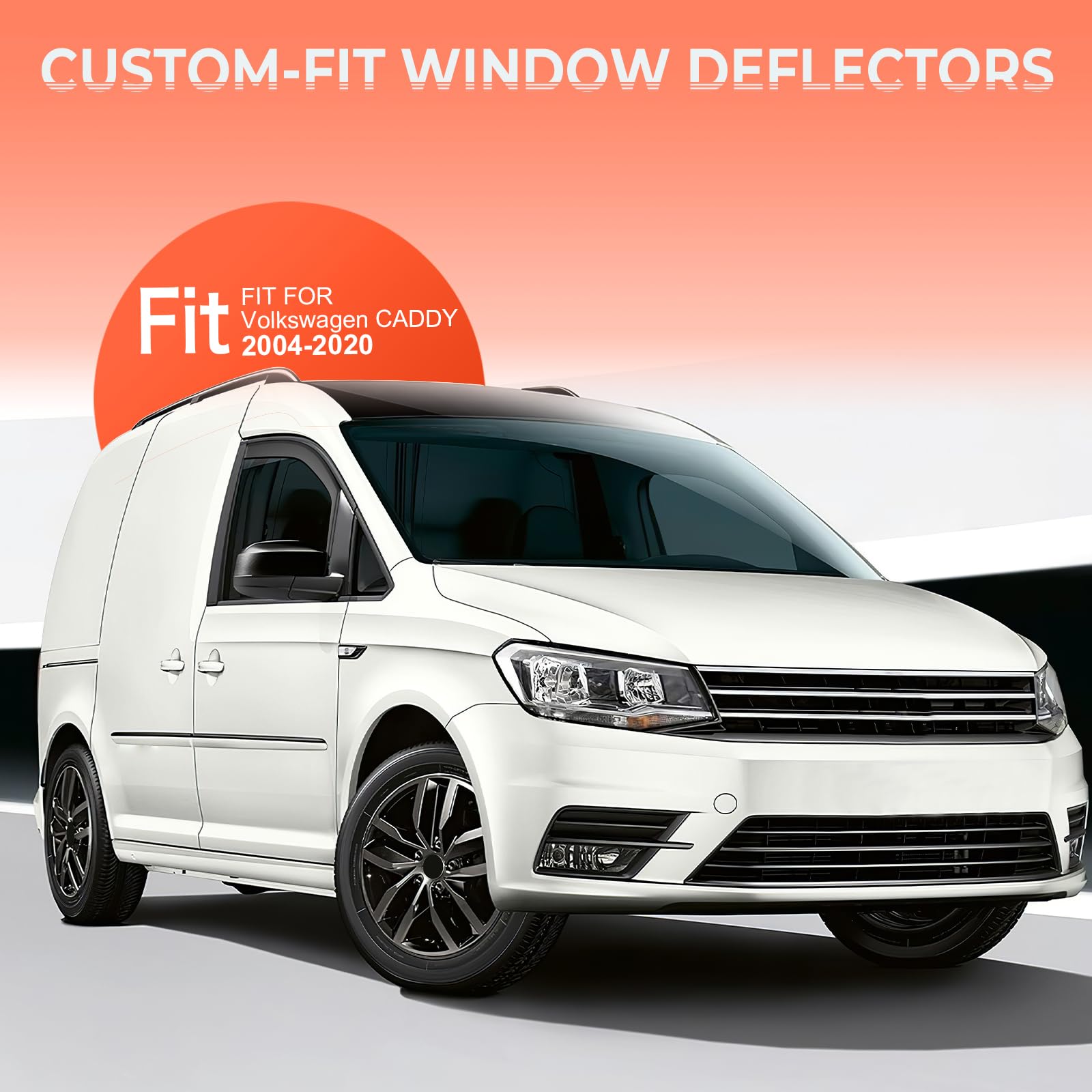 Deflectores de viento negros, guardas de lluvia para ventanas compatibles con Volkswagen Caddy MK3 MK4 2004-2020, viseras para sol irrompibles en canal
