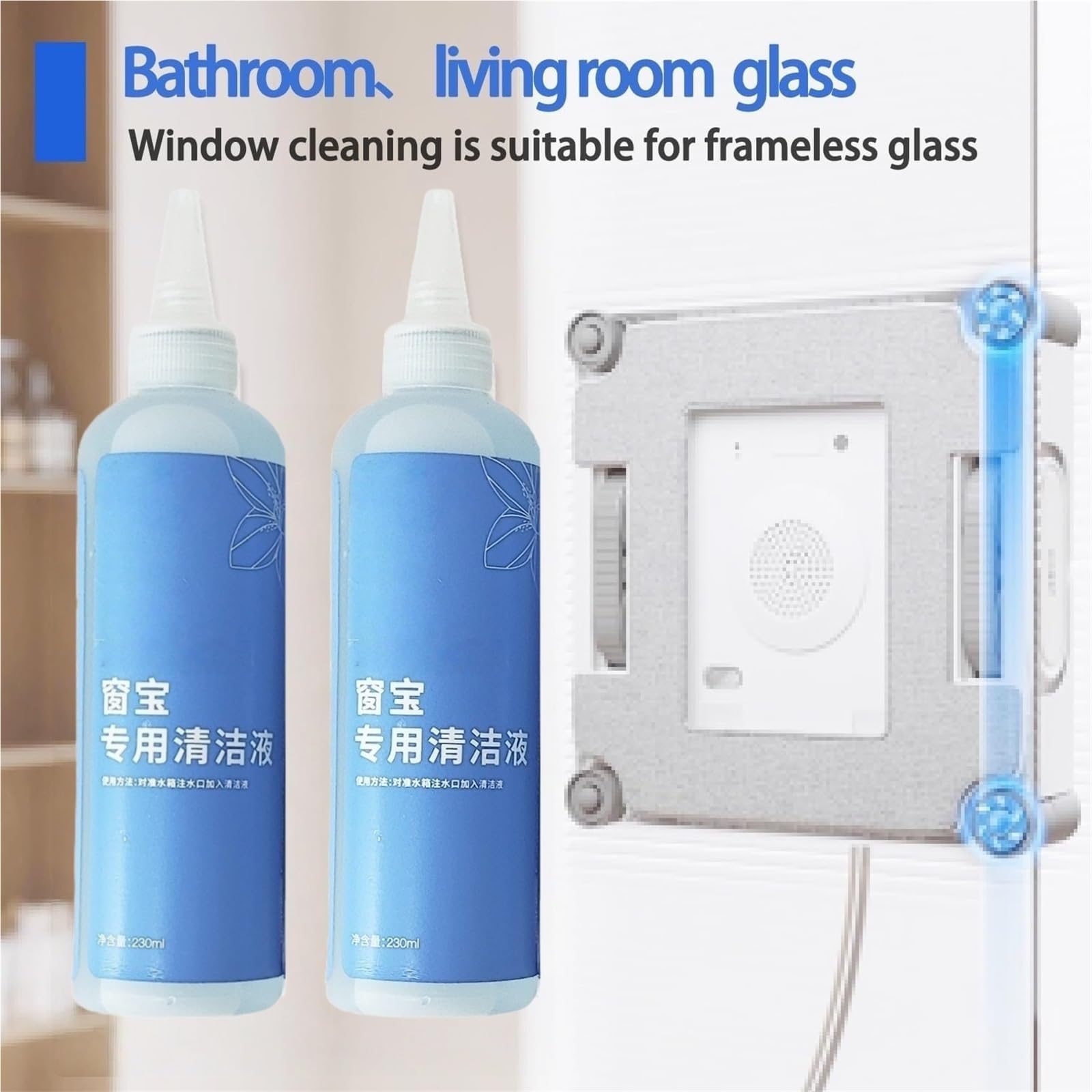 230 ml Fensterreinigungslösung, kompatibel mit Ecovacs Winbot W2 Omni/ W2 Pro Omni/ W2 Pro/W1/W1 Pro/ W1S/ Mini, Roboter-Reinigungsflüssigkeit