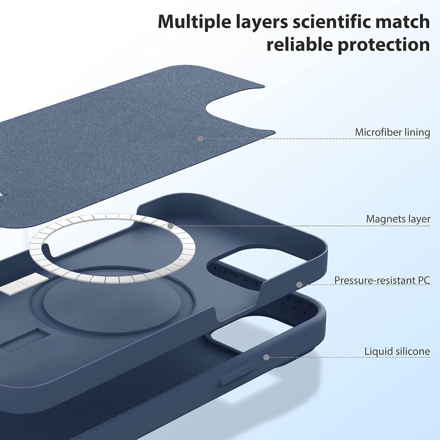 Nillkin Compatible with iPhone 13 Pro Case, CamShield Silky Magnetic Silicone Case with Slide Lens Cover [Support Magsafe Charger] Built-in Magnet Circle, Blue