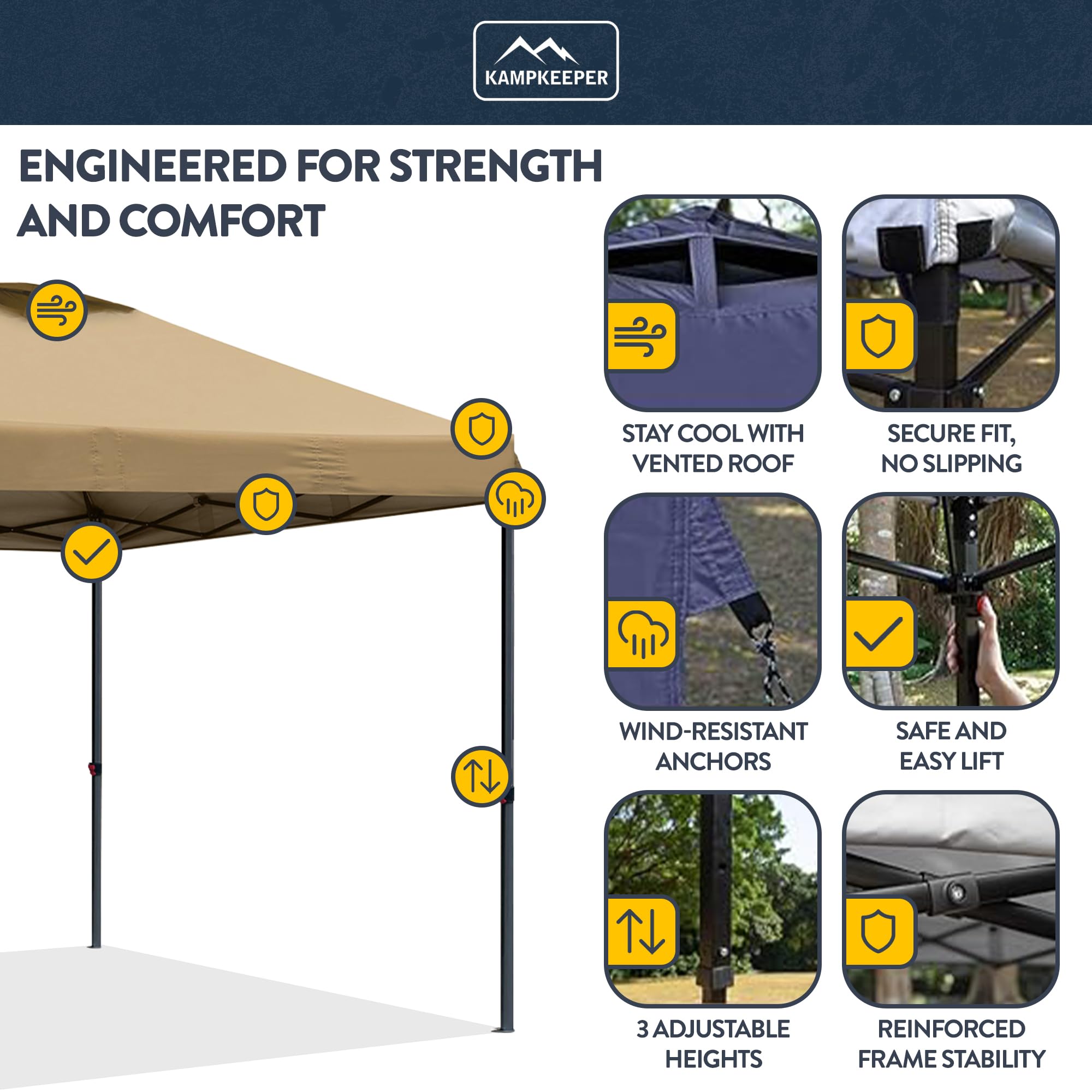 KAMPKEEPER Tenda a baldacchino pop up con 2 pareti laterali, tenda da