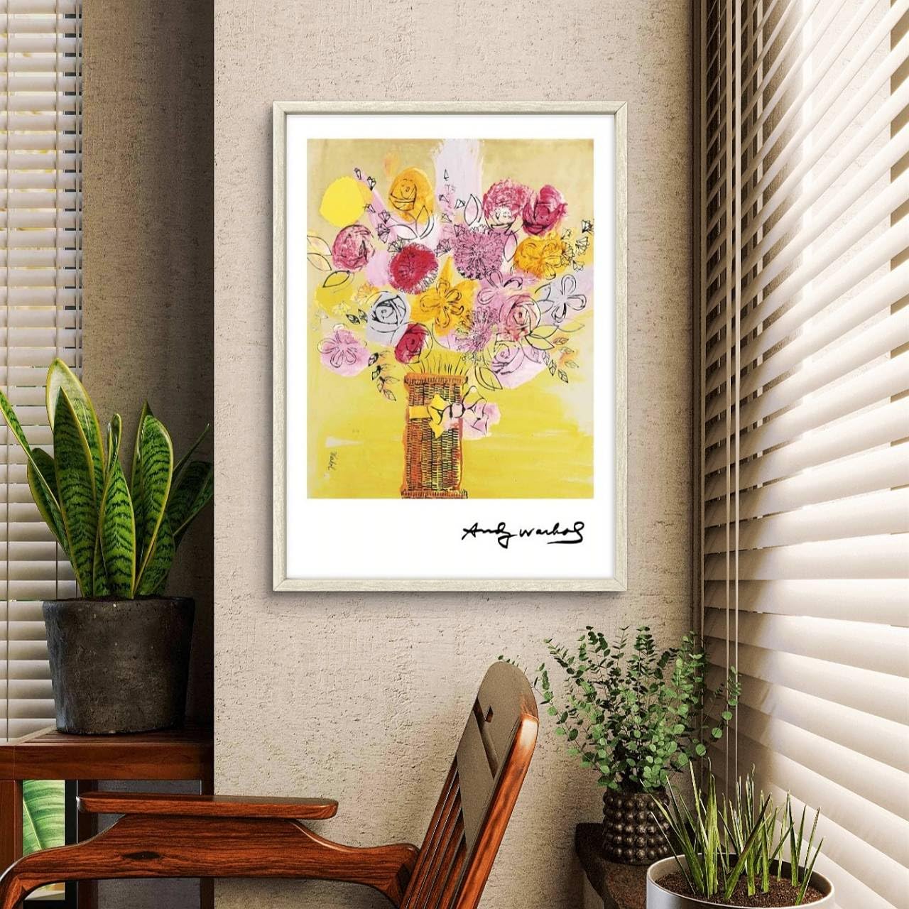 Amazon.co.jp: アンディウォーホル 黄色いお花の絵 A4サイズ フレーム