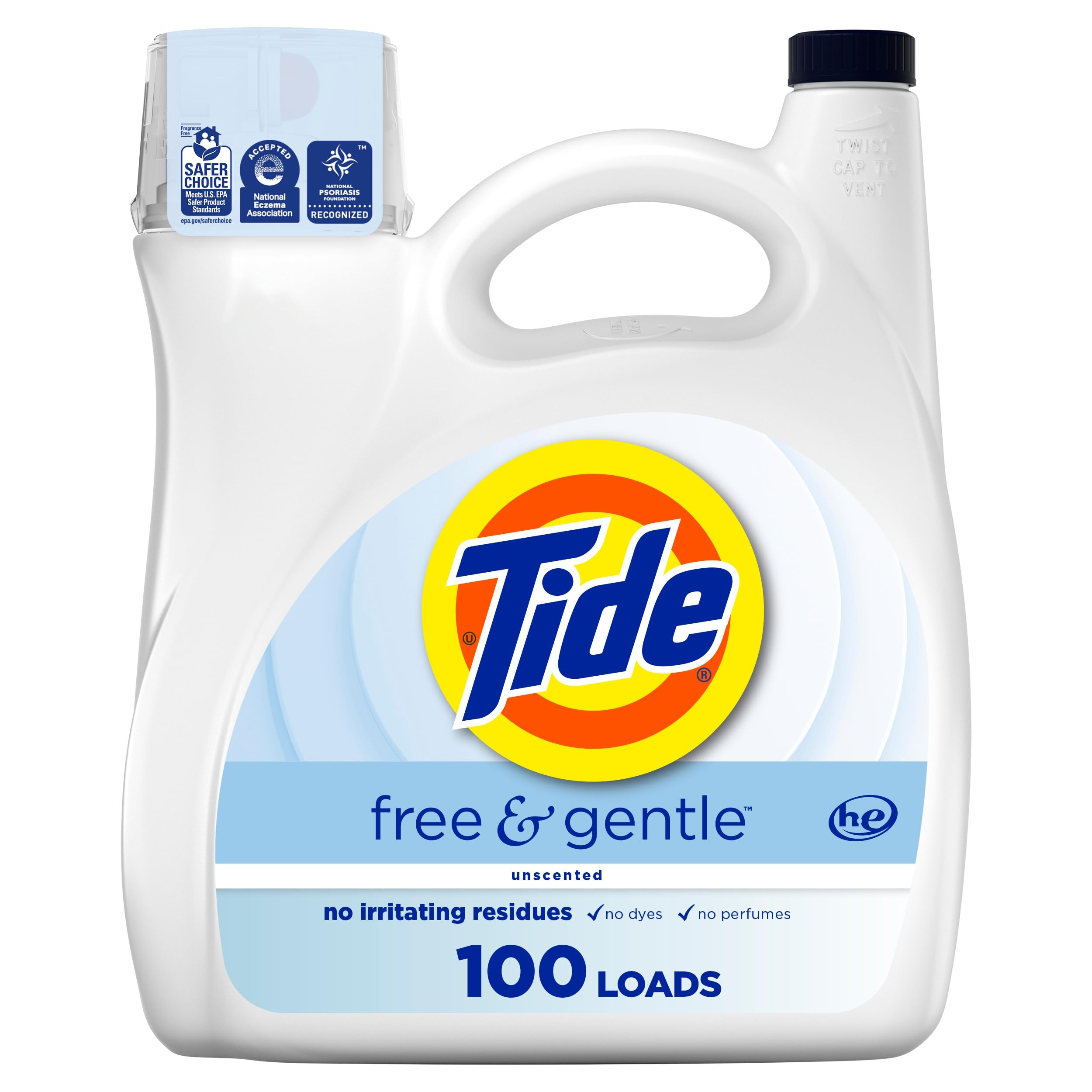 Amazon.com: Tide Free & Gentle Liquid Laundry Detergent, 100 Loads