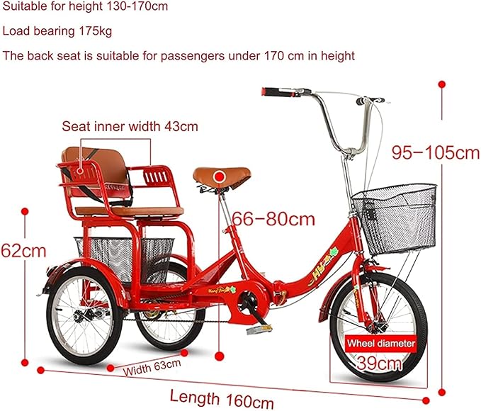Triciclo Urbano PAGOIAAR para Adultos 16 pulgadas, 1 Velocidad miniatura 3