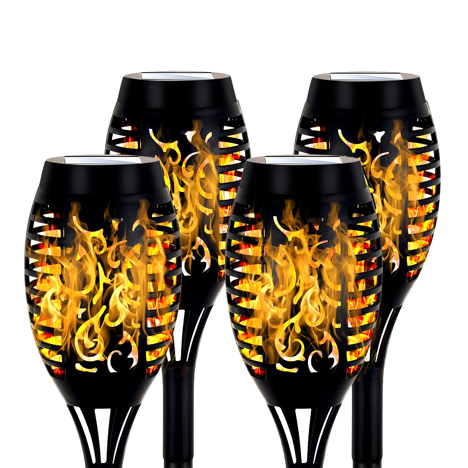 Xsprit Solar Torch Lights with Dancing Flickering Flames, 20.6" with 12LED,Mini Waterproof Landscape Decoration Flame Lights with Auto On/Off Dusk to Dawn for Garden Patio Pathway Lights (4PACK)