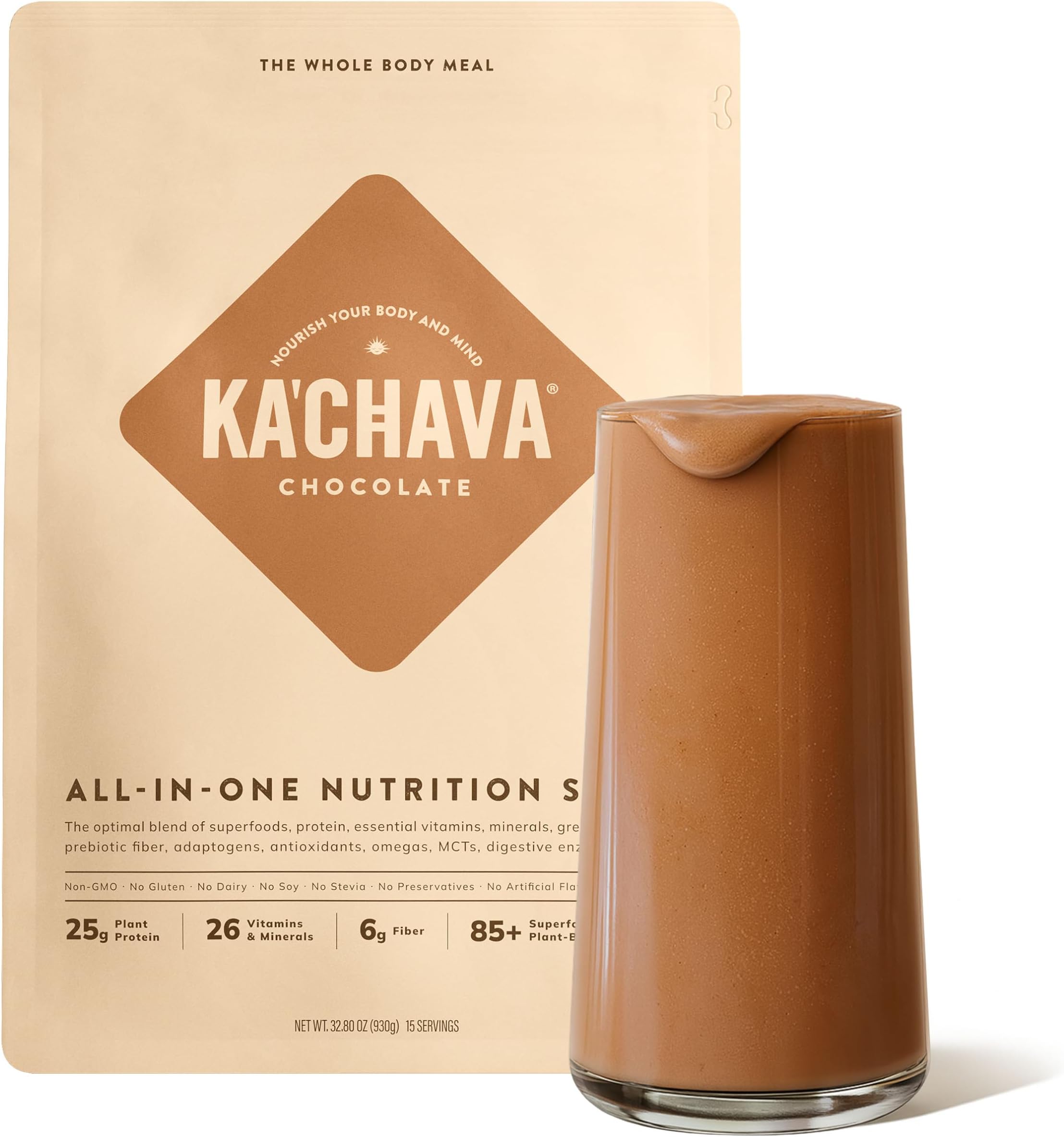 All-In-One Nutrition Shake Blend, Chocolate, 85+ Superfoods, Nutrients & Plant-Based Ingredients, 26g Vitamins and Minerals, 25g Plant-Based Protein, 2lb