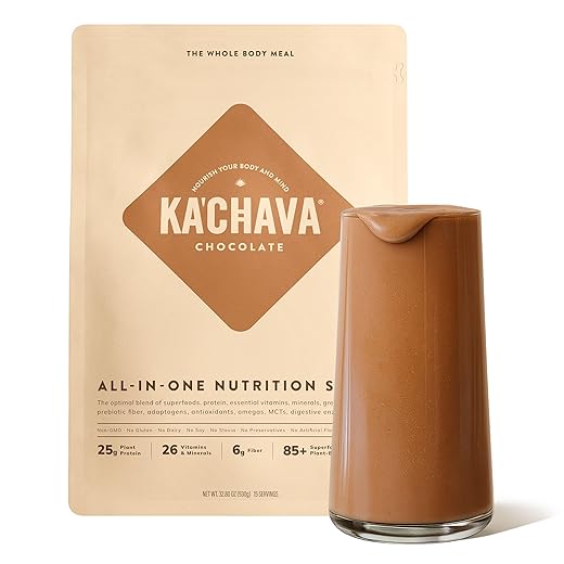 Ka’Chava All-In-One Nutrition Shake Blend, 85+ Superfoods & Nutrients, Meal Replacement, Greens Plant-Based Superfood Powder Protein Drink, Digestive Enzymes & Probiotics, Vegan Dairy Gluten Free, 2lb
