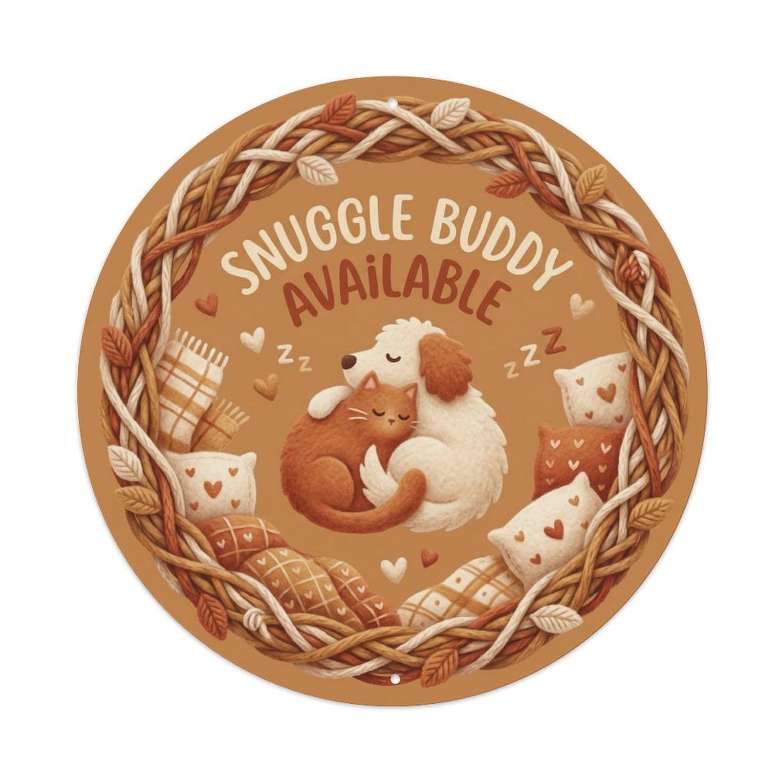 Snuggle Buddy Available Cozy Pet Cute Companion Humor Metal Tin Sign