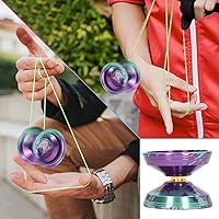 Vista 5 de Yoyo - Bola de aleación de aluminio, juguete profesional de bola Yoyo con guante de cuerda para niños y adultos, regalo de cumpleaños (verde) Yoyo