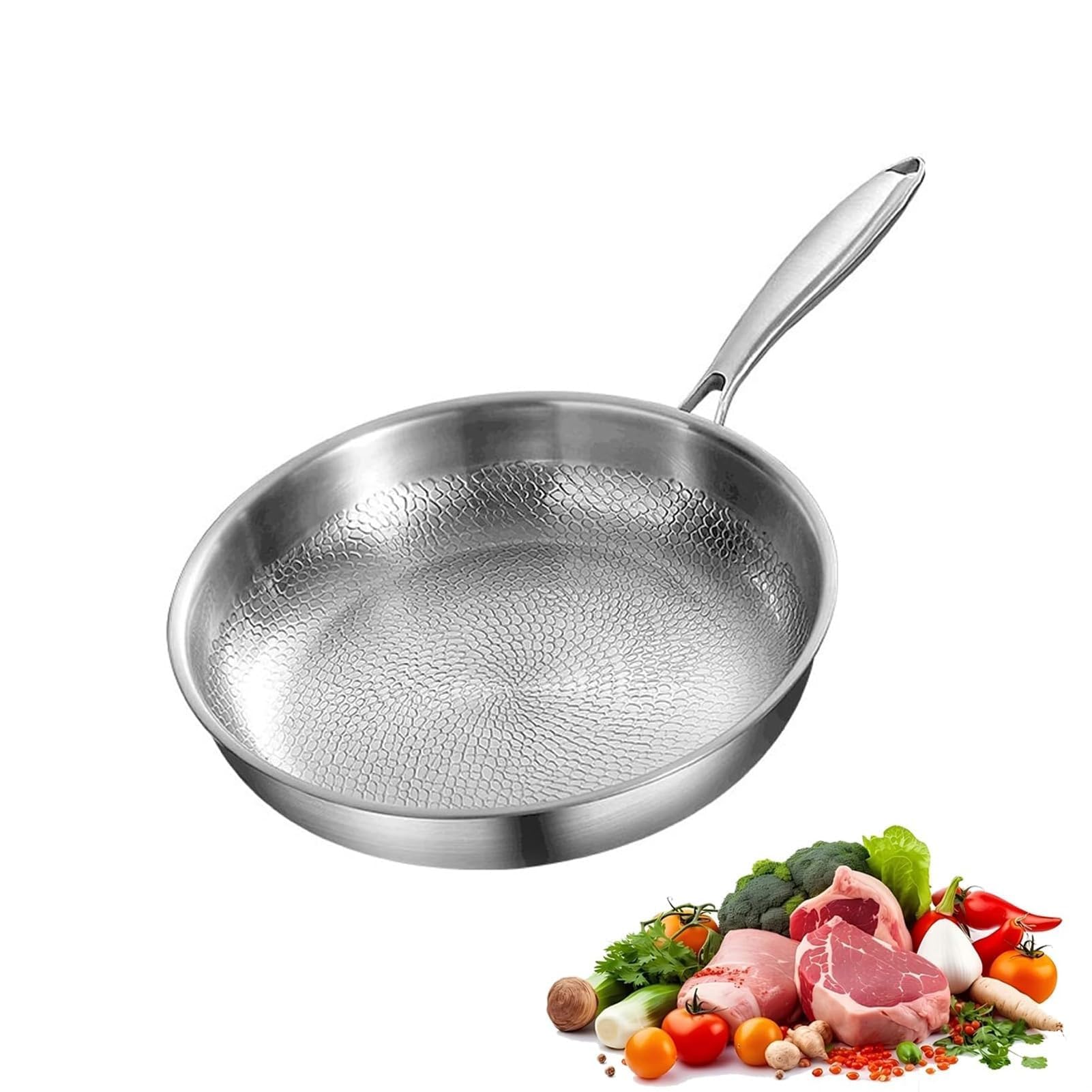 Padella Antiaderente In Lega Di Titanio Da 30 Cm Con Coperchio - Manico Freddo, Adatta A Induzione, Con Cestello Vaporiera Opzionale