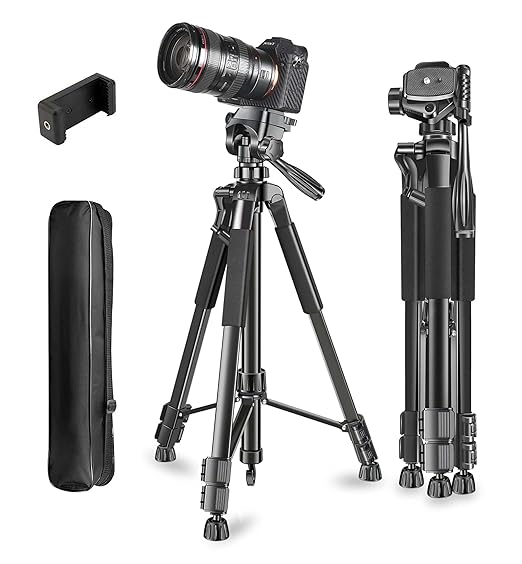 Adofys 70 Aluminium Tripod for Phone with Travel Bag and Phone Holder Operating Height: 70 inch Maximum Load Capacity Upto 5kg Compatible with All Cameras, Cell Phones, Projector, Webcam