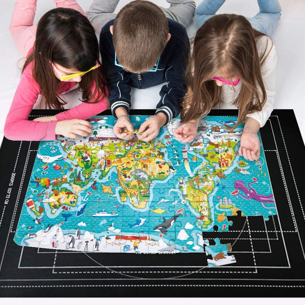 ZQEJEFD Puzzelmat, Puzzelrolmat voor 1000 1500 2000 3000 Puzzelstukjes, Draagbare Puzzelmat, Puzzelrolopslagmat, Puzzelrolmat voor Het Opbergen van Puzzels, Puzzelrolmat