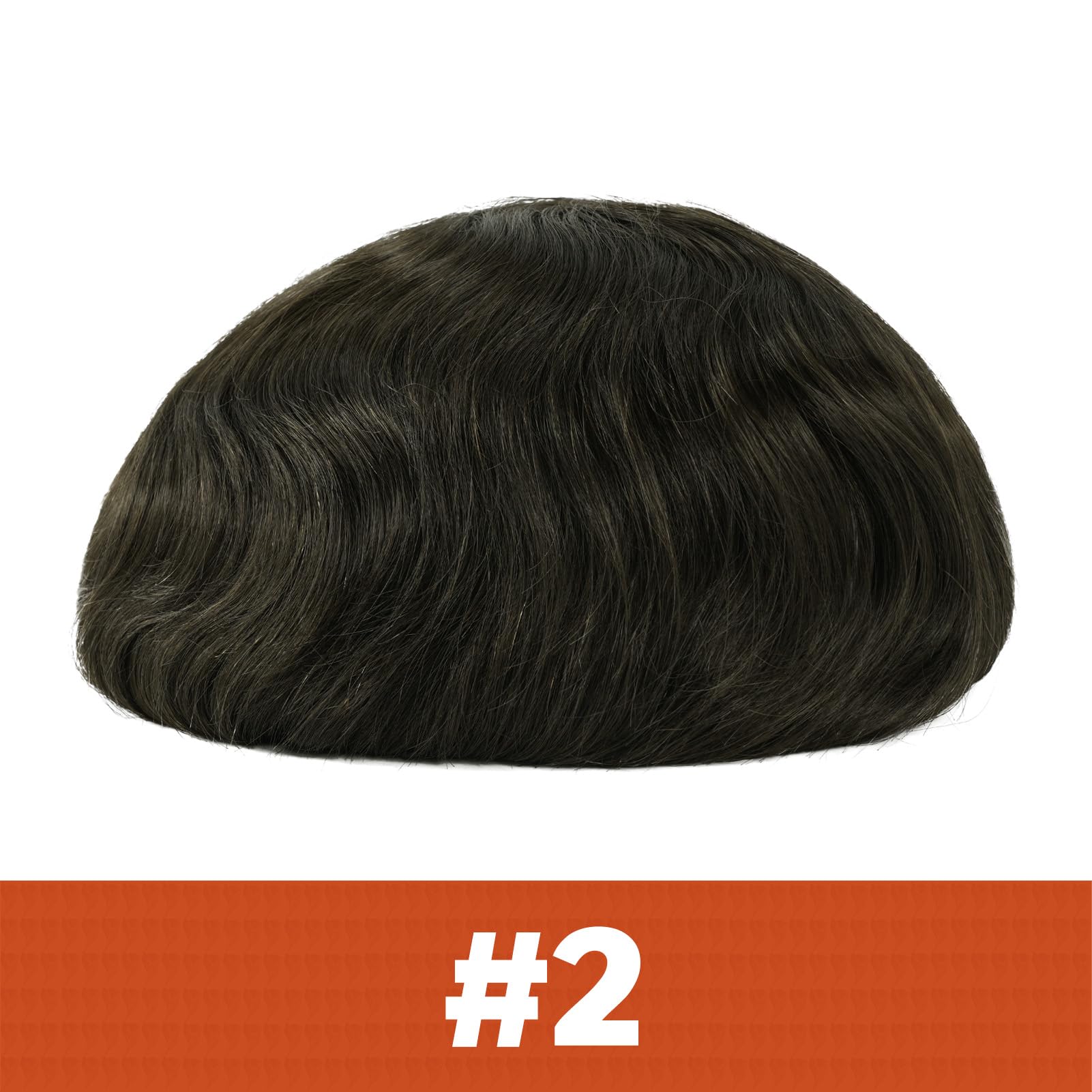 Zakya Hair System for Men Real Human Hair All V-Looped Mens Toupee 0.06mm Thin Skin Base Hairpiece for Men Size 8x10 Inches Dark Brown 2#