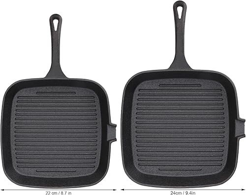 Miniatura 2 de Sartén para parrilla de hierro, sartén cuadrada antiadherente, sartén negra con mango resistente al calor, sartén de tocino de conducción rápida de