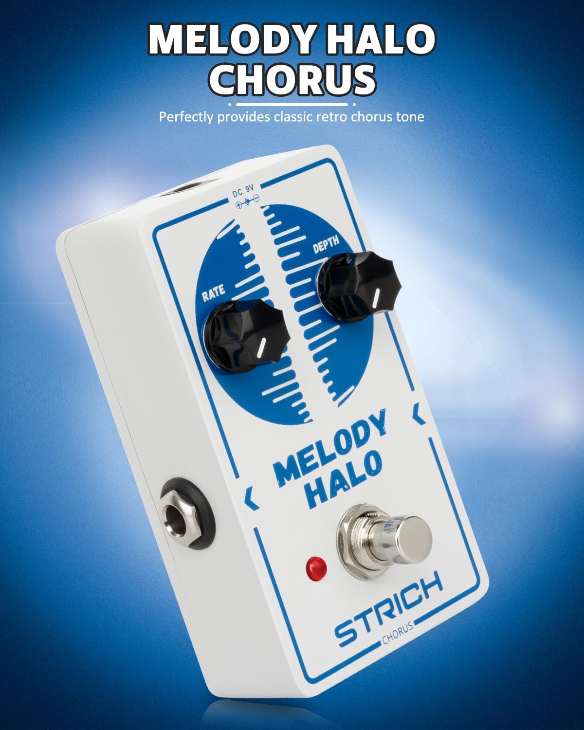 STRICH Chorus Guitar Pedal, Tutti Love Analog Chorus Effect Classic Warm, True Bypass for Electric Guitar, White and Blue, MELODY HALO, White and Blue