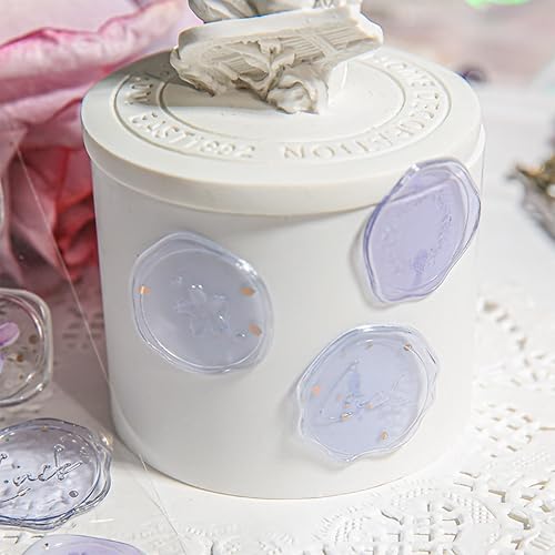 Miniatura 6 de EOQPDECD 64 calcomanías de sello de cera autoadhesivas, calcomanías de sello de cera de cristal transparente para decoración de sobres de invitación