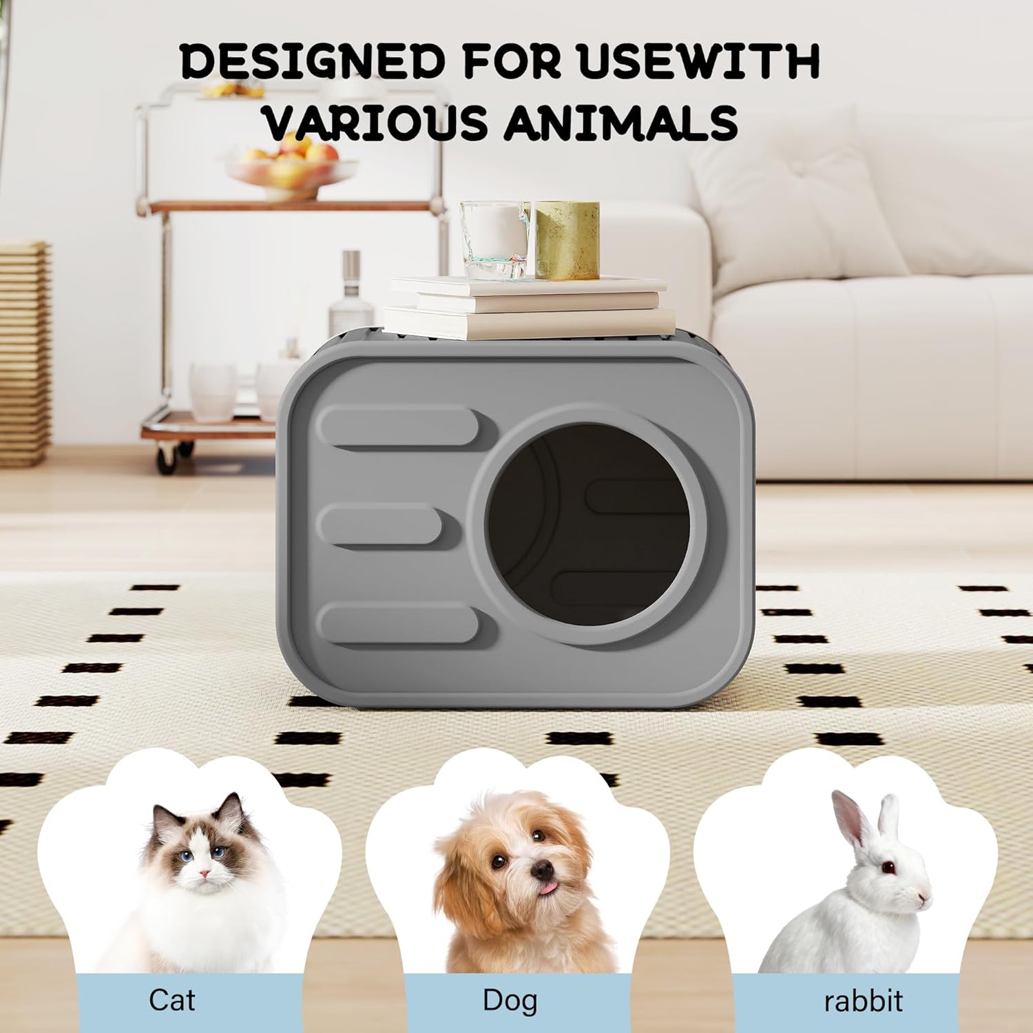 KAMABOKO Cat House for Indoor & Outdoor Cats, Resin Weatherproof Cat House with Camera-Shaped Design, Ventilated Spacious Assemble Easily for Home & Yard (Blue) (Gray)